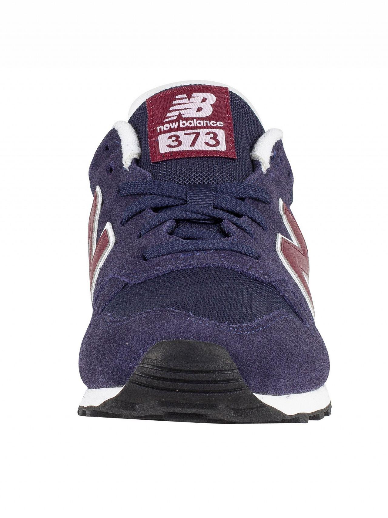 new balance 373 navy & burgundy suede trainers