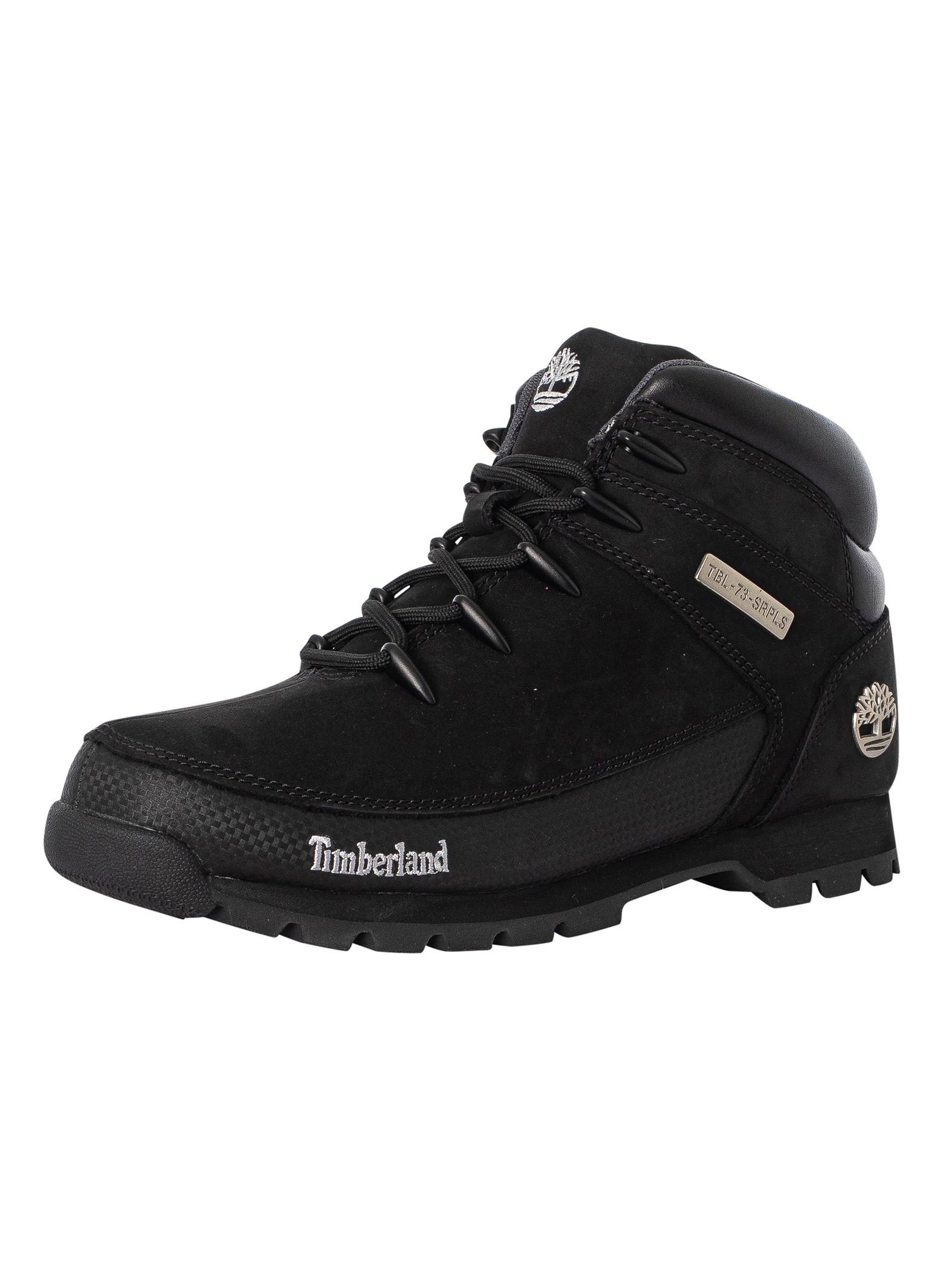 Timberland Euro Sprint Mid Hiker Leather Boots in Black for Men | Lyst