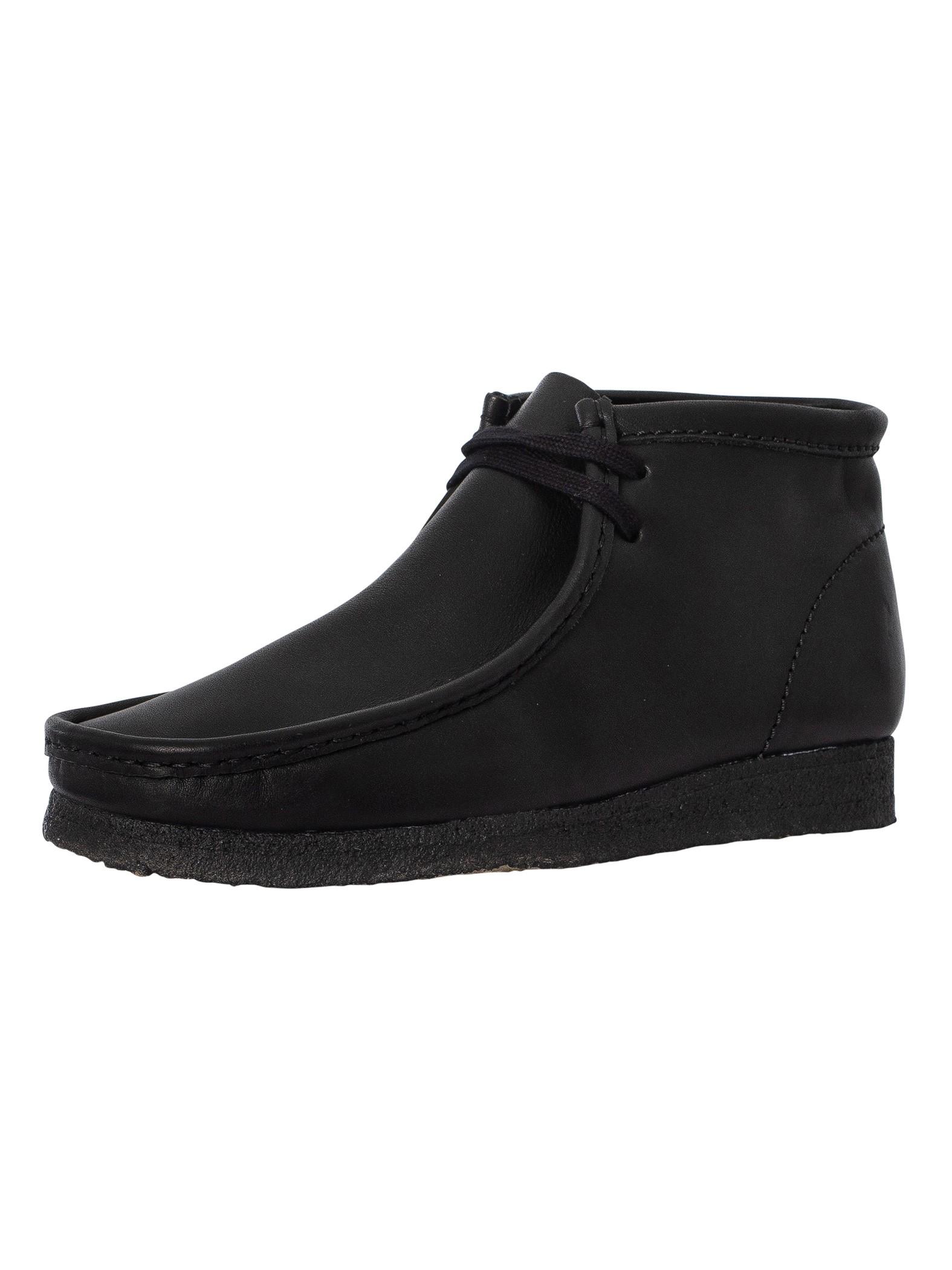 Clarks Wallabee Leather Boots In Black For Men | Lyst