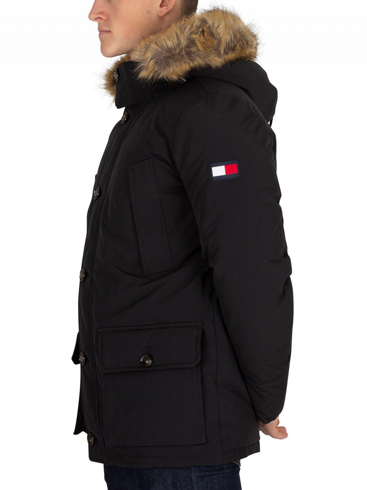 Tommy Hilfiger Fur Jet Black Hampton Down Parka Jacket for Men - Lyst