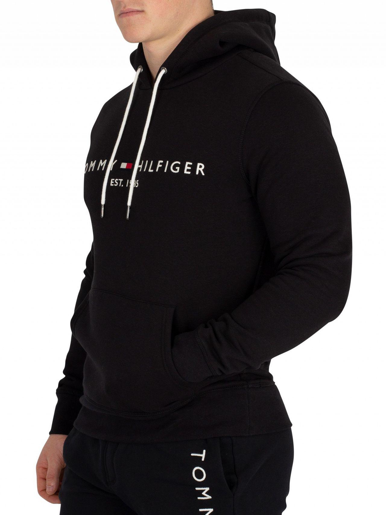 tommy hilfiger logo hoodie black