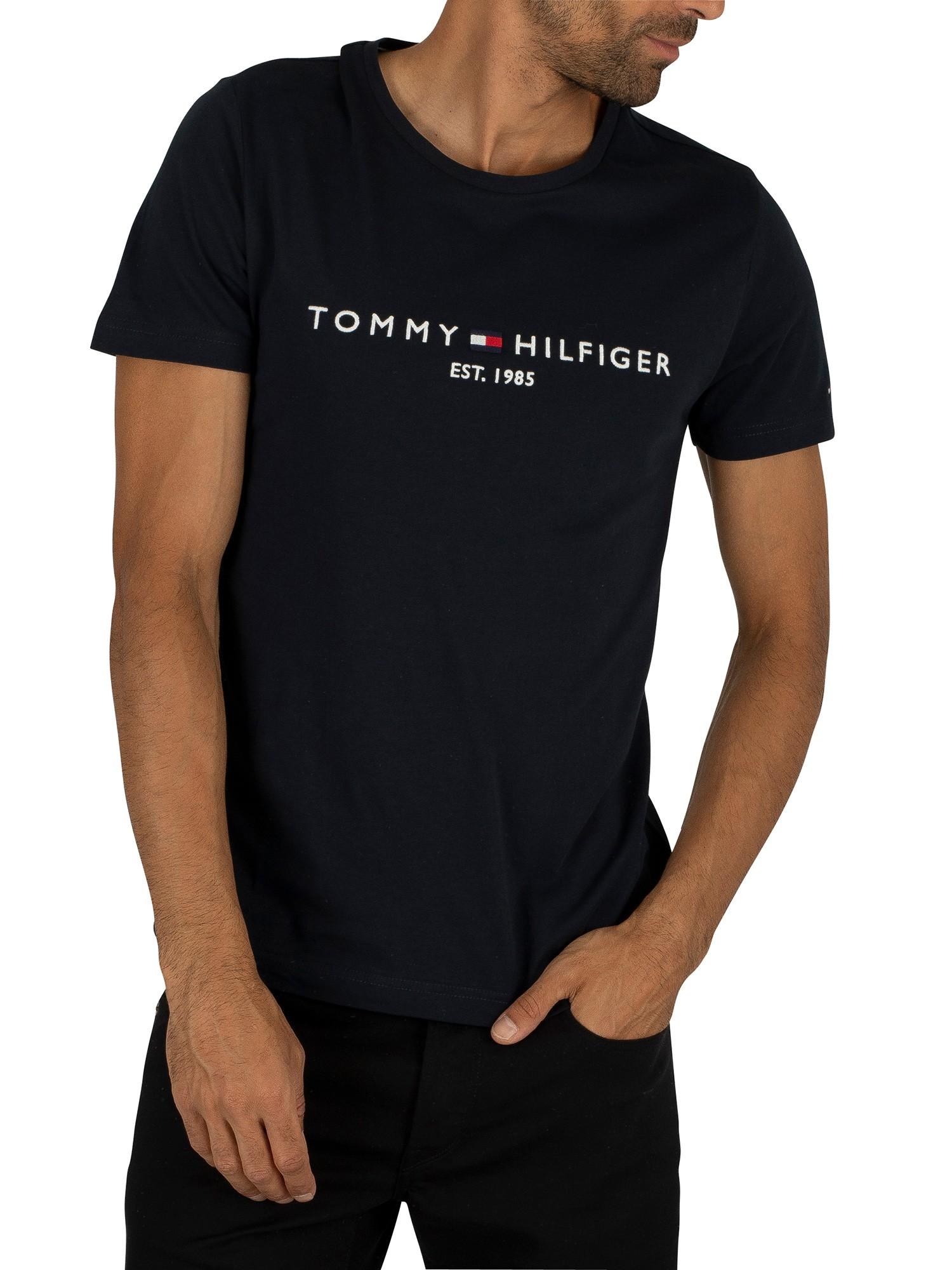 Tommy Hilfiger Logo T-shirt in Black for Men - Lyst