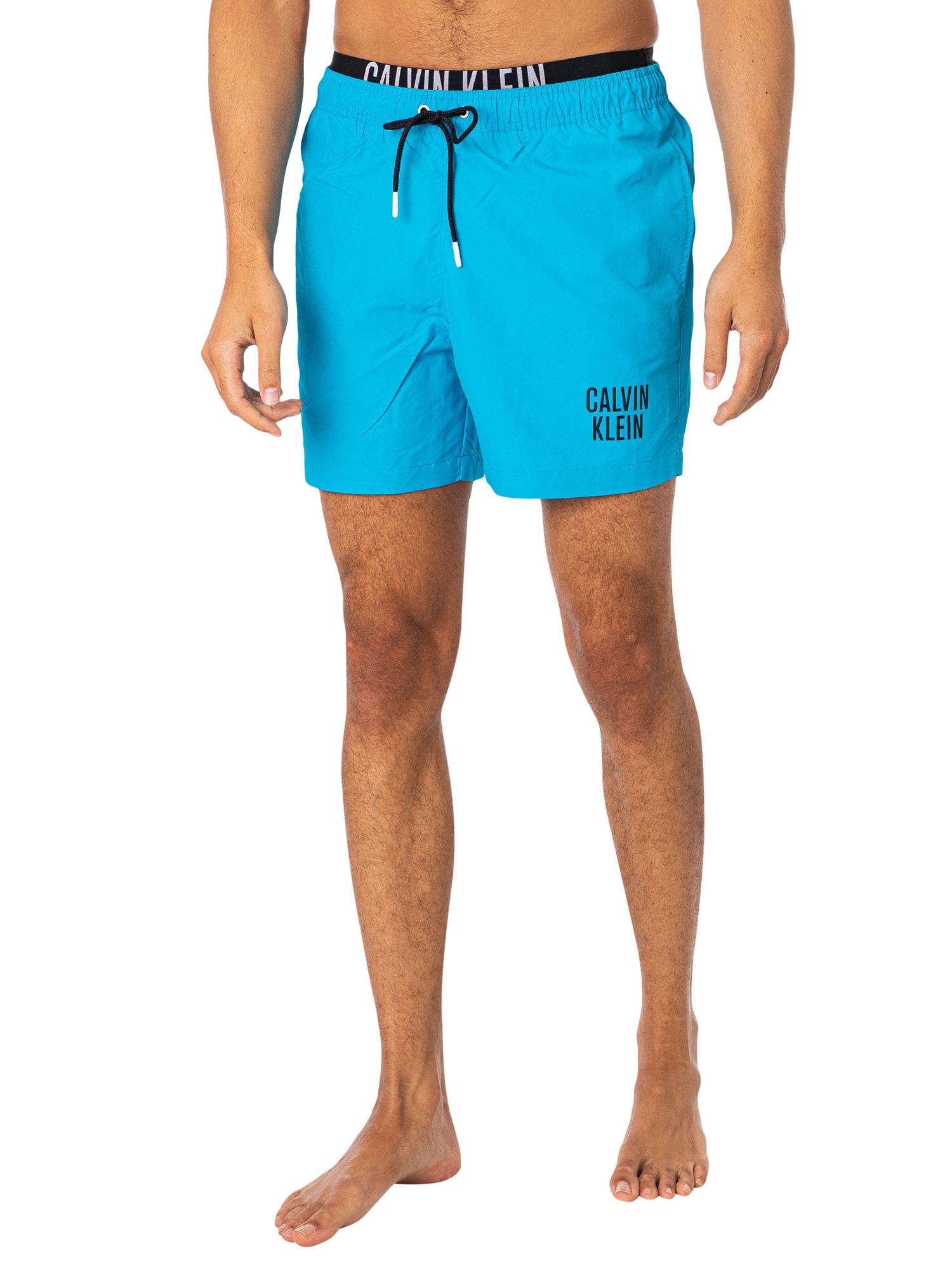 Calvin Klein Medium Double Waistband Swim Shorts in Blue for Men | Lyst  Australia