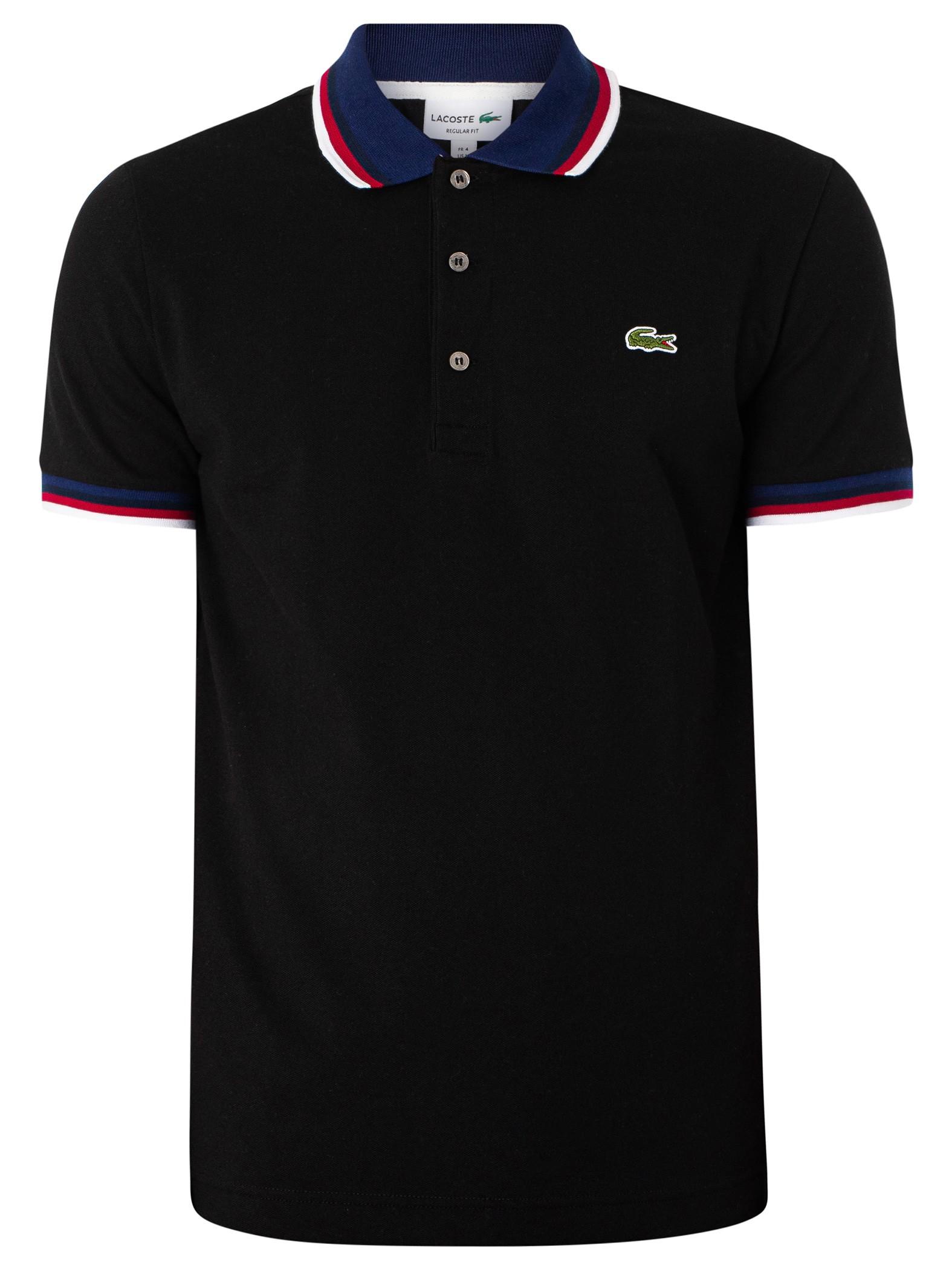 Lacoste Stripe Collar Polo T Shirt in Black for Men | Lyst