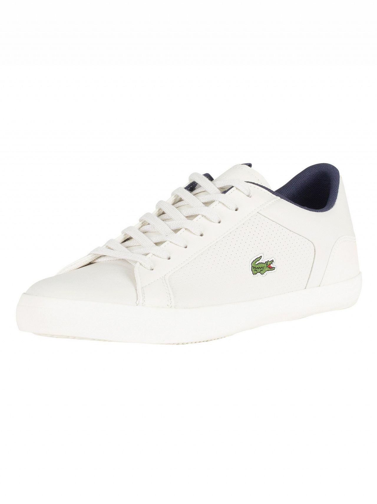 Mens Lacoste Lerond 418 Cushioned Low Profile Leather Trainers In White