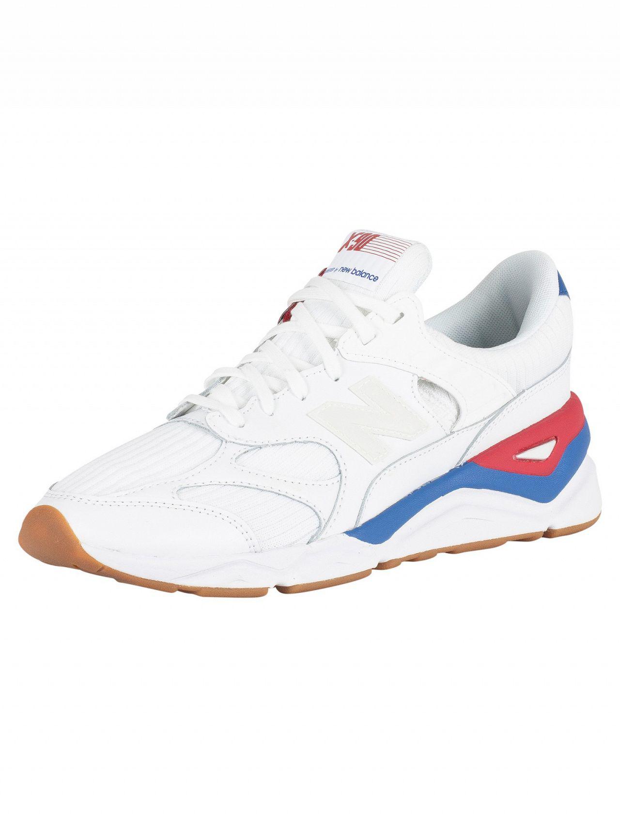 New Balance Suede White/blue/red X-90 Trainers for Men | Lyst