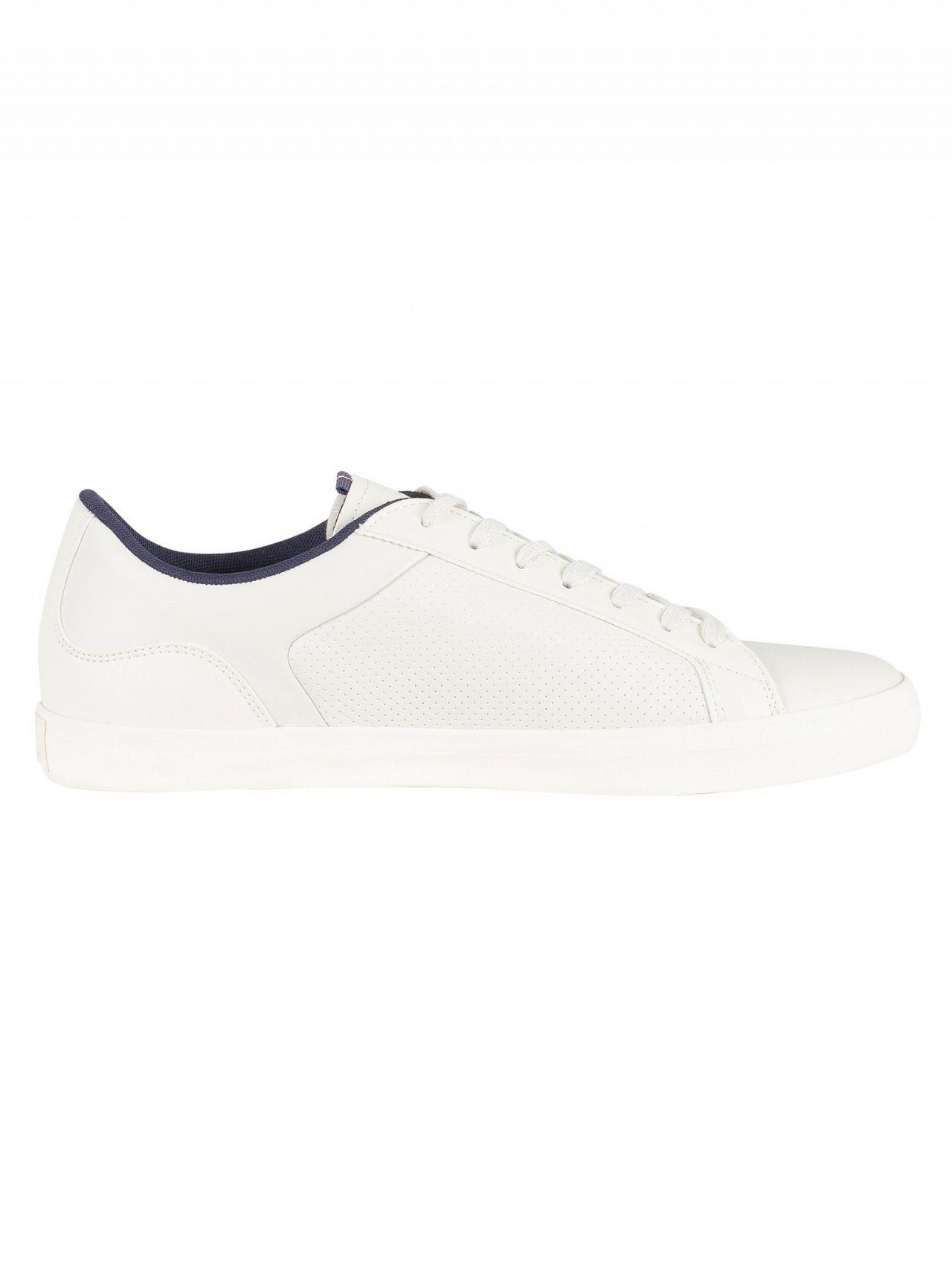 Mens Lacoste Lerond 418 Cushioned Low Profile Leather Trainers In White
