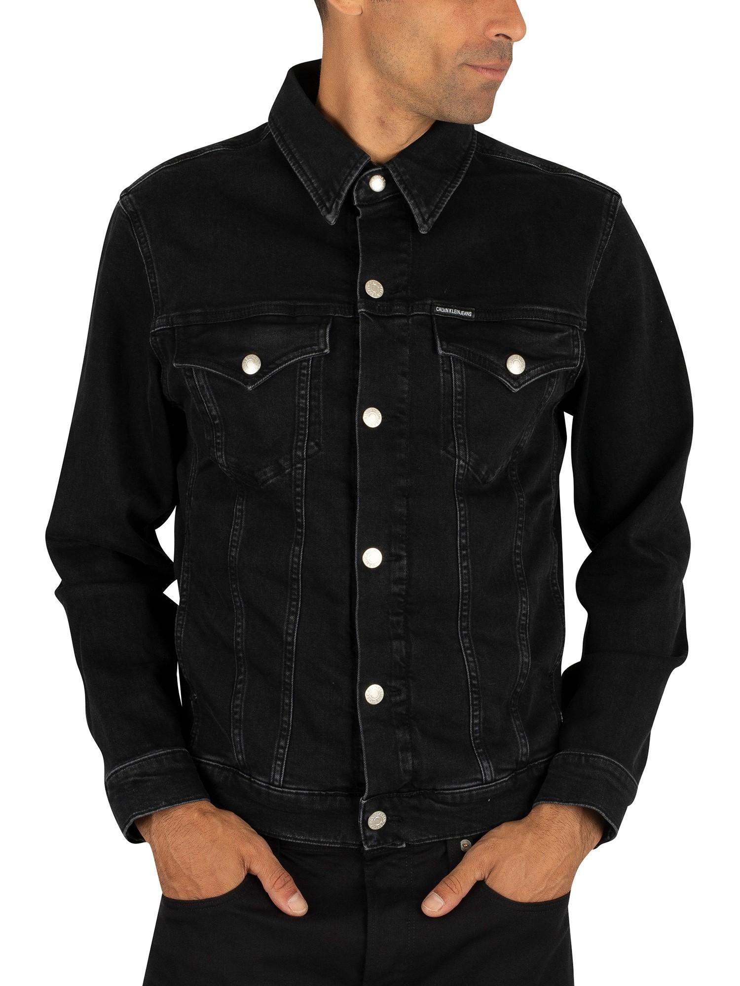 Calvin Klein Foundation Slim Denim Jacket in Black for Men - Lyst