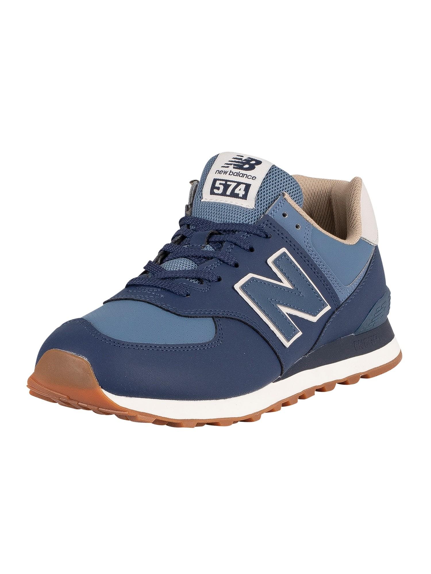 New Balance 574 Vegan Leather Trainers in Blue | Lyst Australia