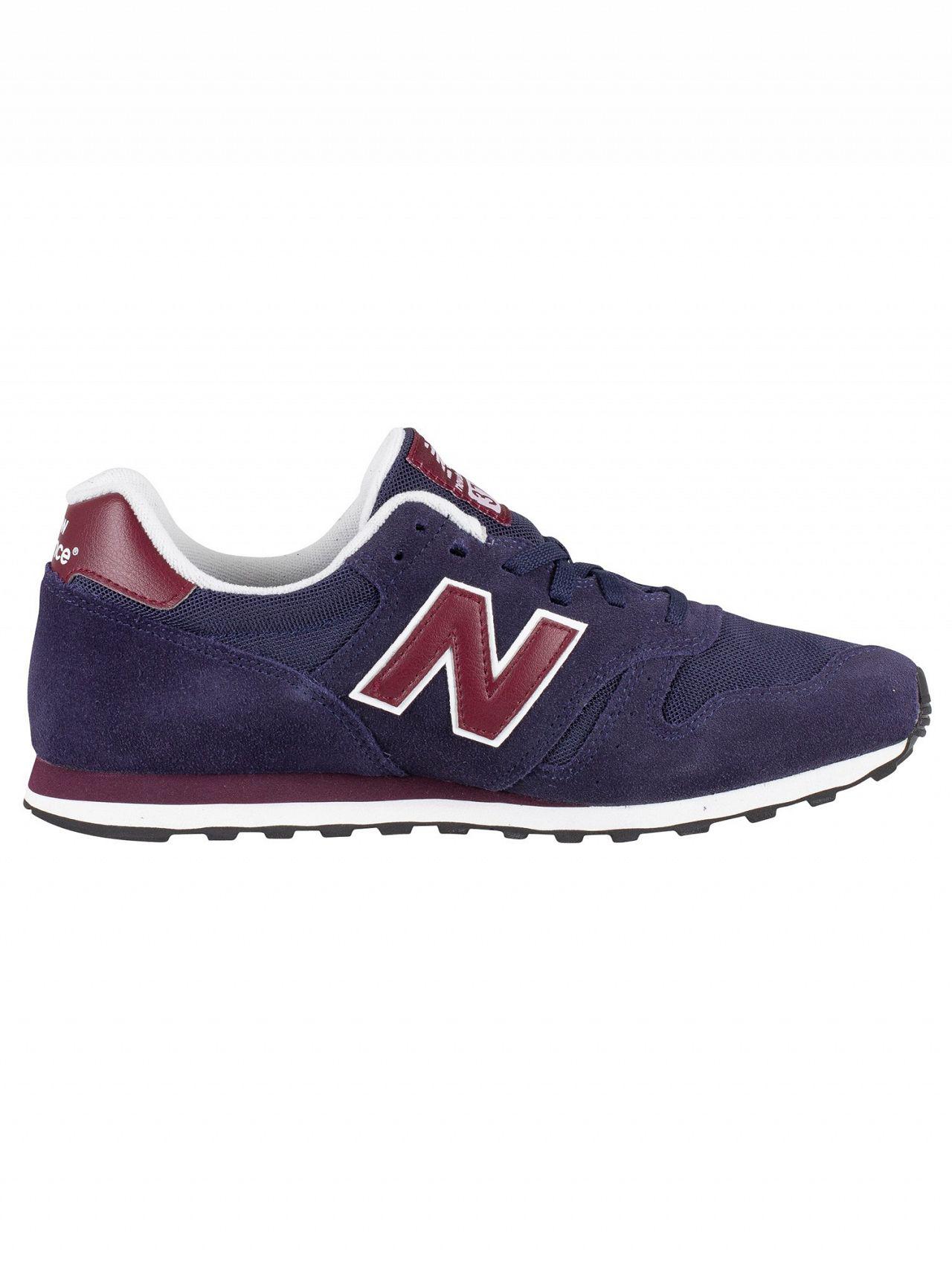 new balance 373 navy & burgundy suede trainers