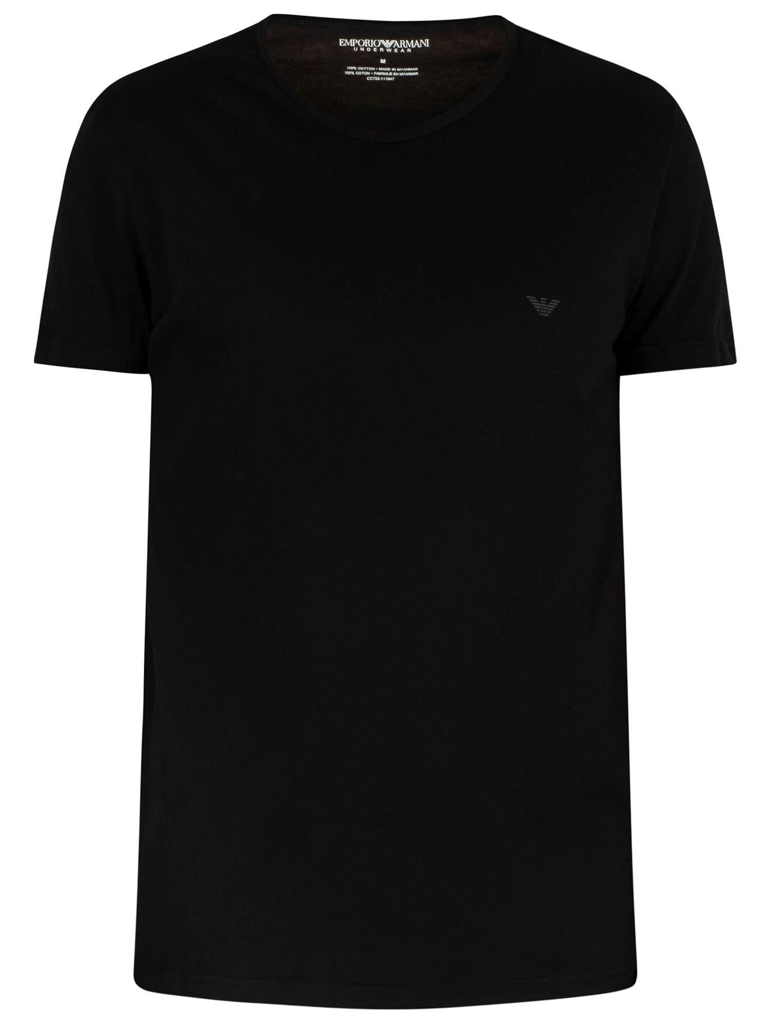 Emporio Armani 2 Pack Pure Cotton Lounge T-shirts in Black for Men | Lyst
