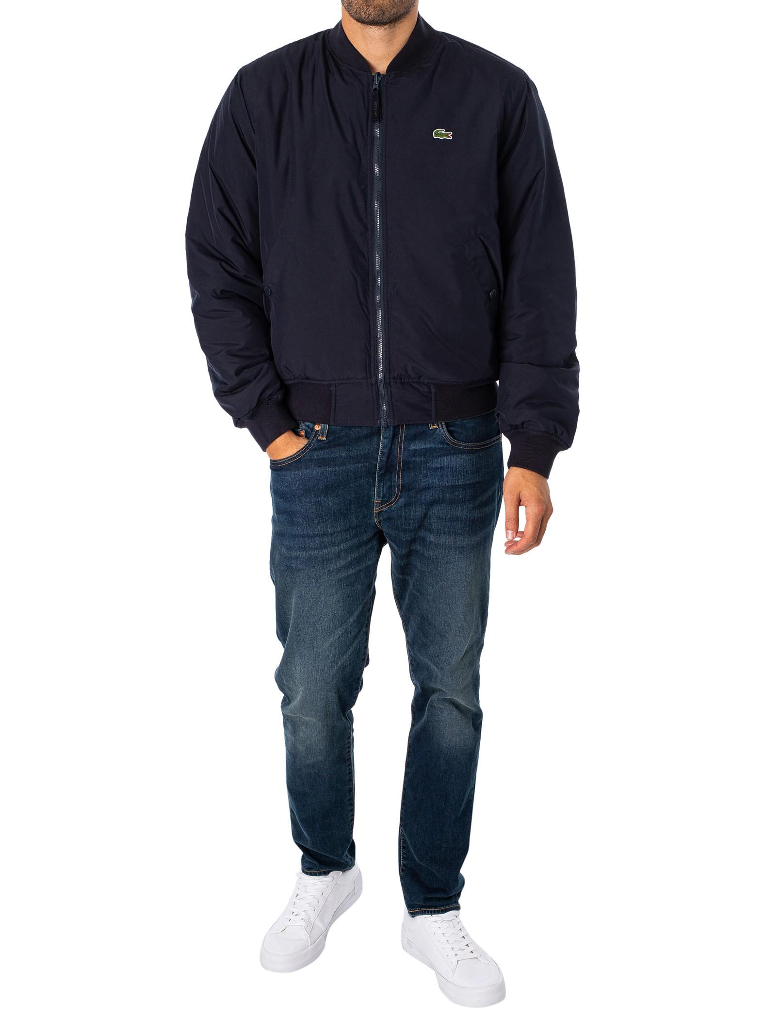 Lacoste Reversible Quilted Taffeta Bomber Jacket in Blue for Men | Lyst