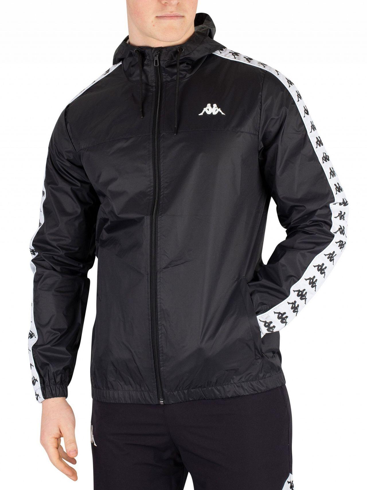 Kappa Synthetic Black/white 222 Banda Dawson Jacket for Men - Lyst