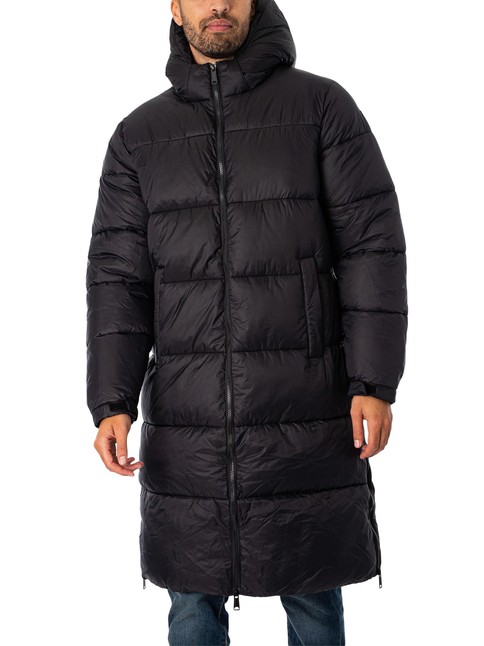 Schott Nyc Long Puffer Jacket in Black for Men Lyst