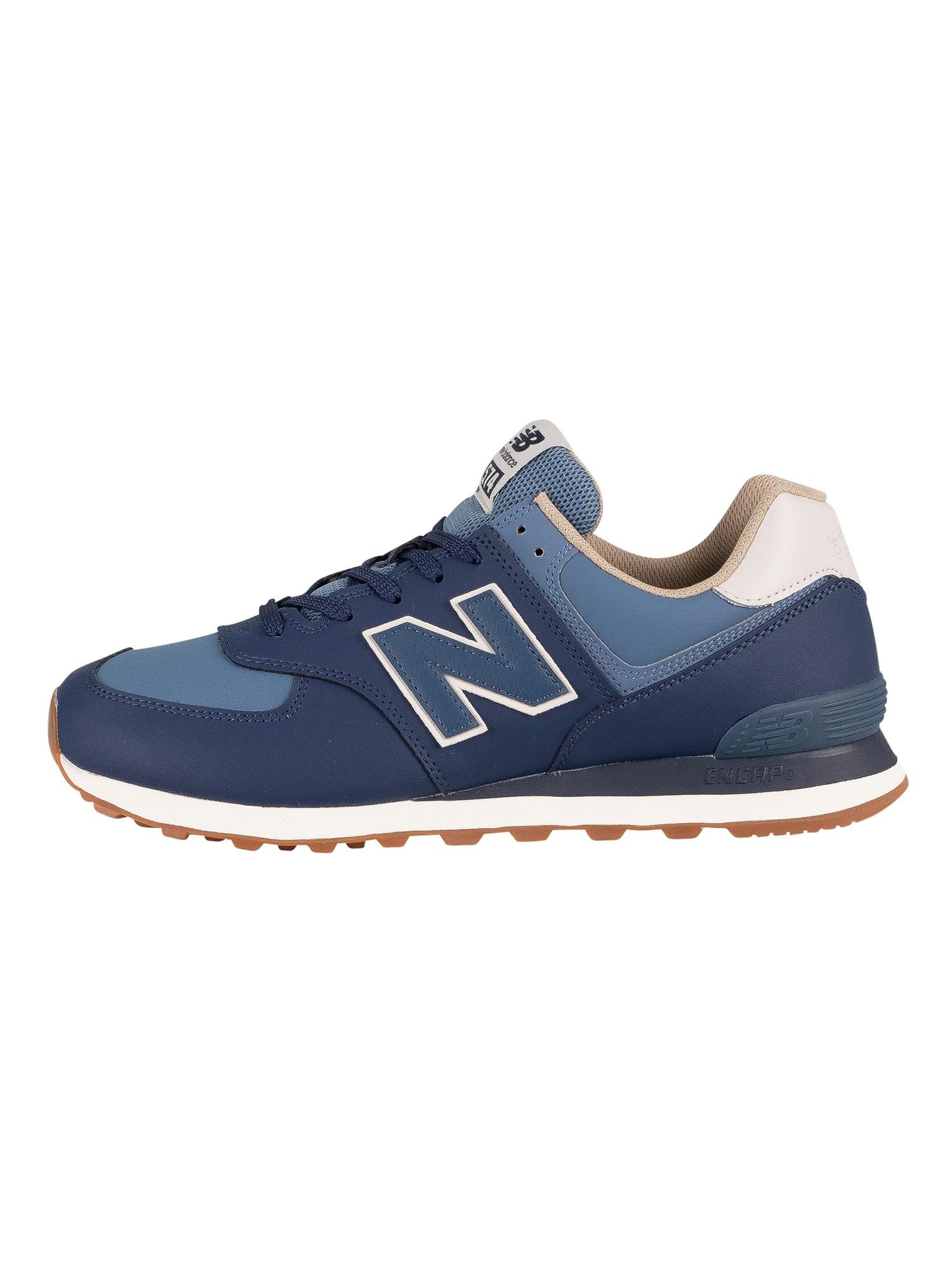 New Balance 574 Vegan Leather Trainers in Blue for Men | Lyst