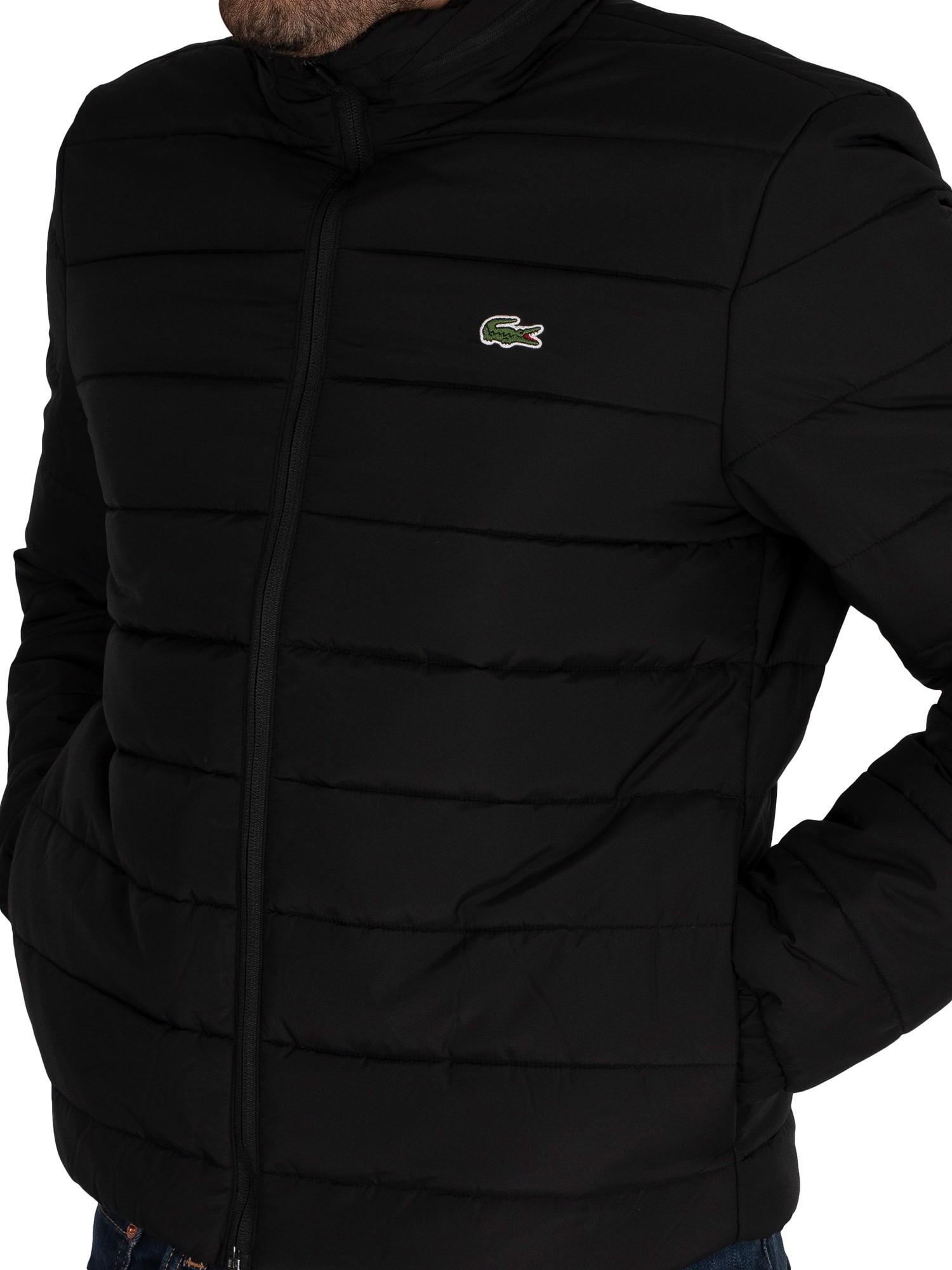 Lacoste Logo Puffer Jacket in Black for 