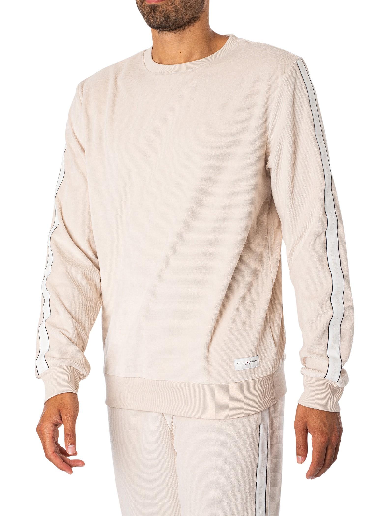 Tommy Hilfiger Lounge Velour Track Sweatshirt in Natural for Men | Lyst