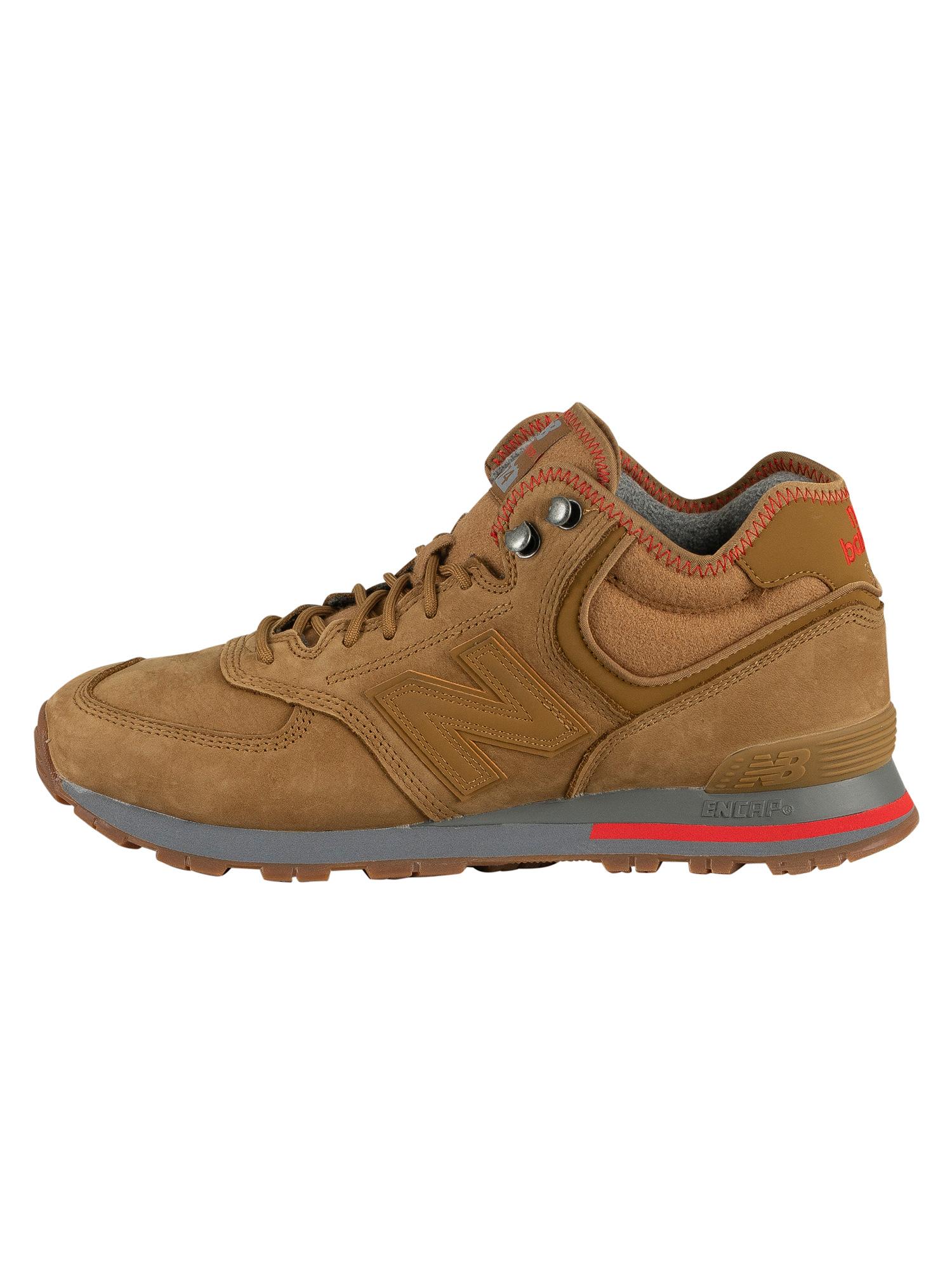 New Balance Leather 574 Mid Premium Hiker Trainers in Brown for Men | Lyst