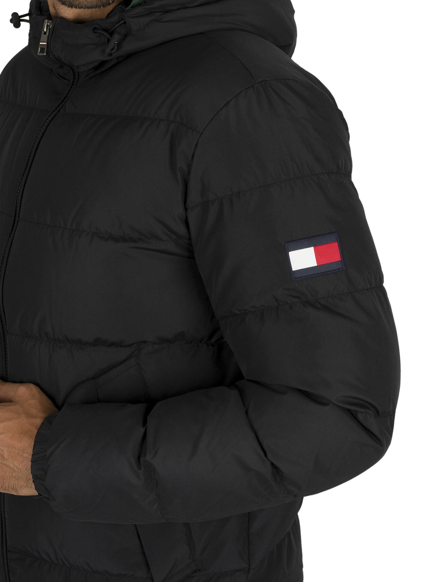 Tommy Hilfiger Synthetic Hooded Redown Bomber Jacket in Black for Men - Lyst
