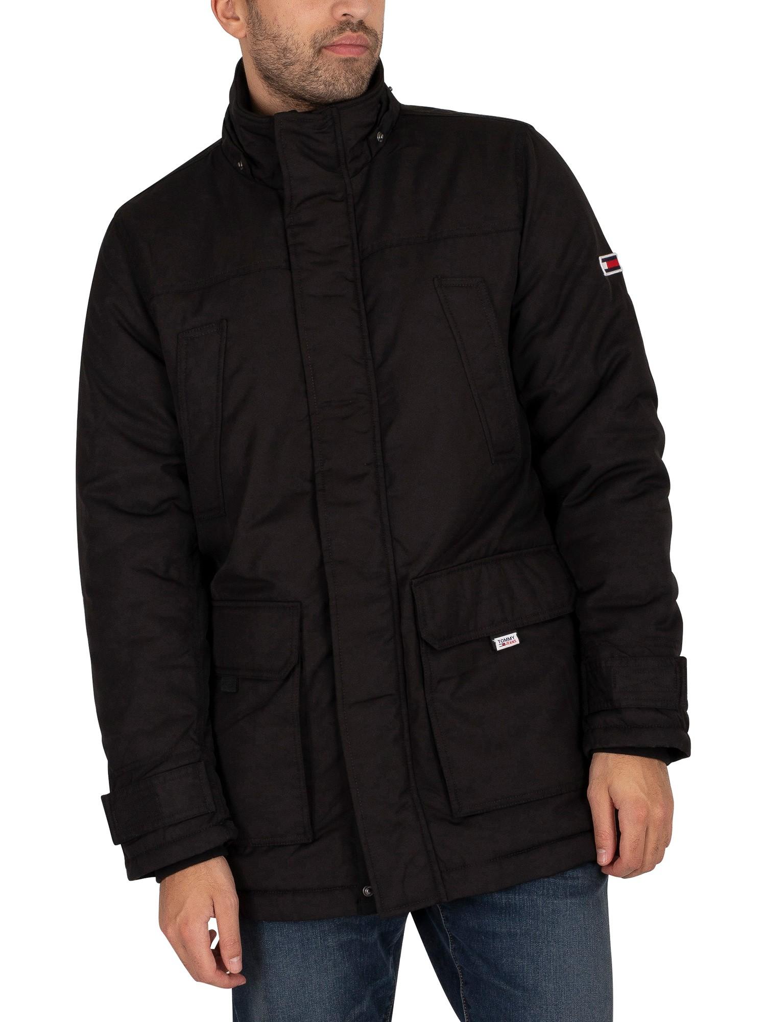 Tommy Hilfiger Tech Parka Jacket in Black for Men | Lyst