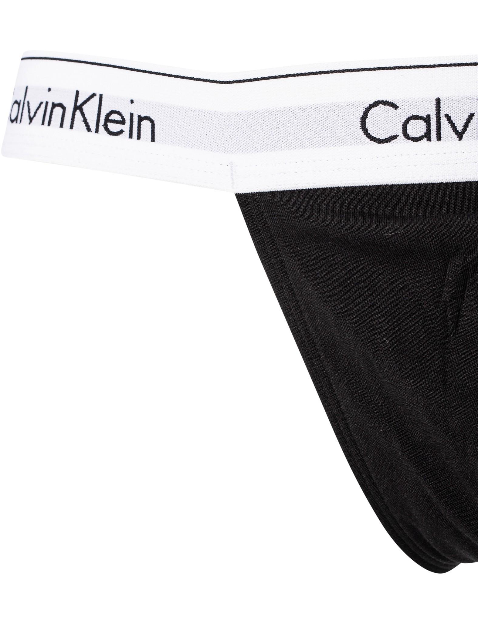 Calvin Klein 3 Pack Modern Lyst in for Men Stretch Thongs | Black Cotton