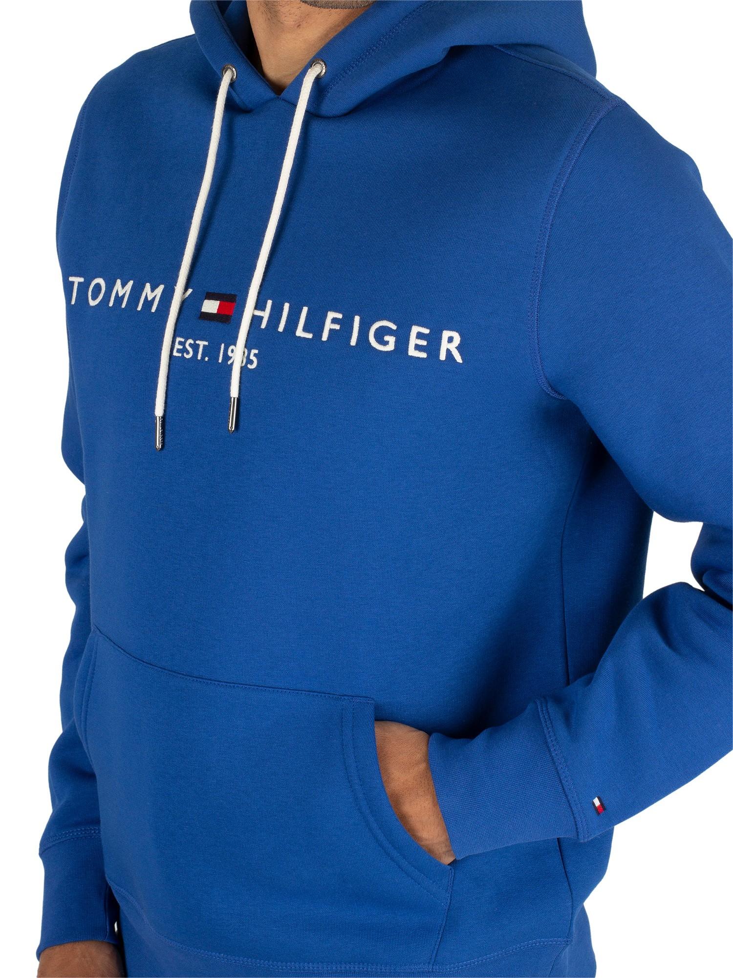 tommy hilfiger logo hoodie blue
