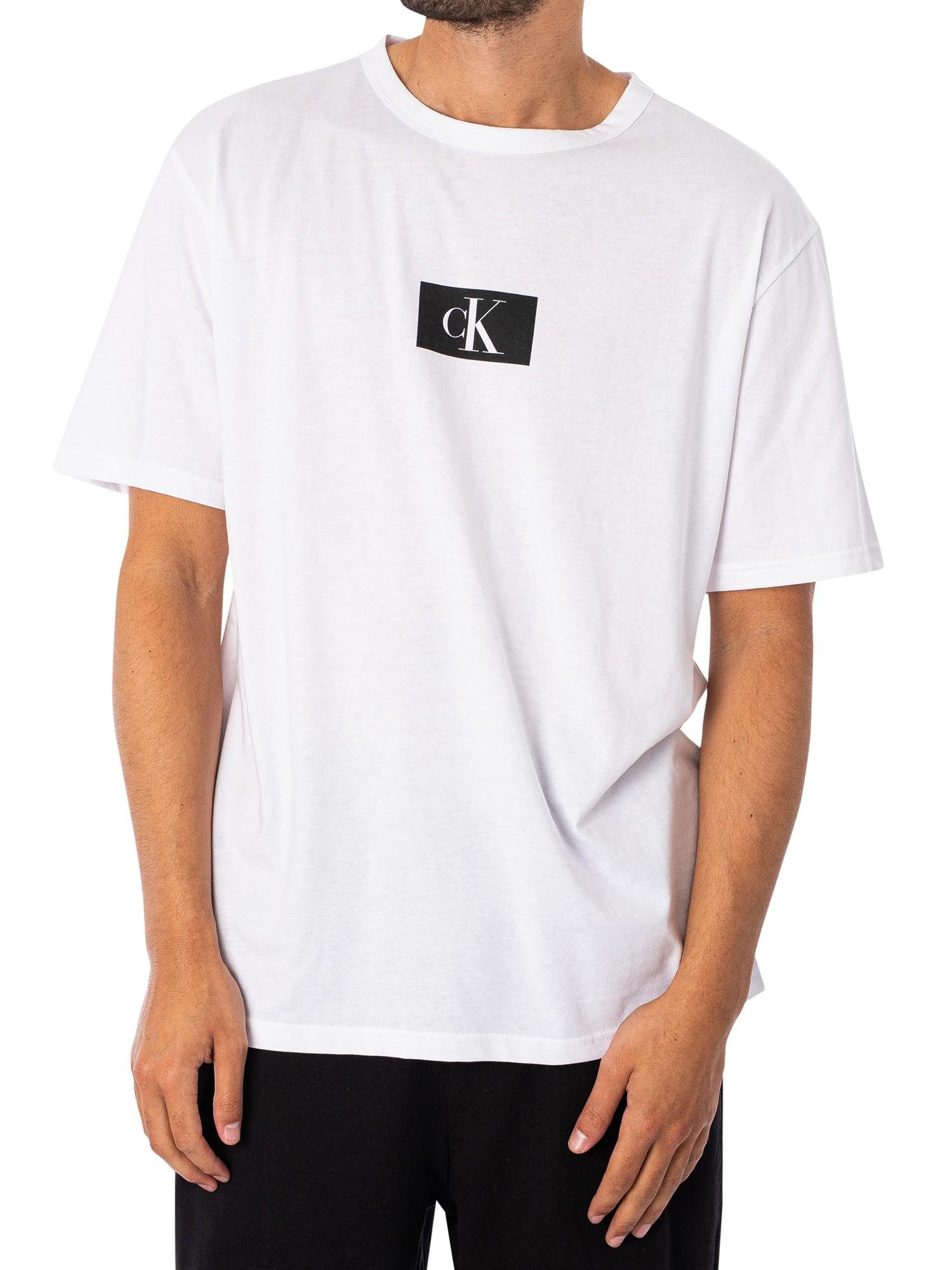 Calvin Klein Box Logo Lounge T-shirt in White for Men | Lyst