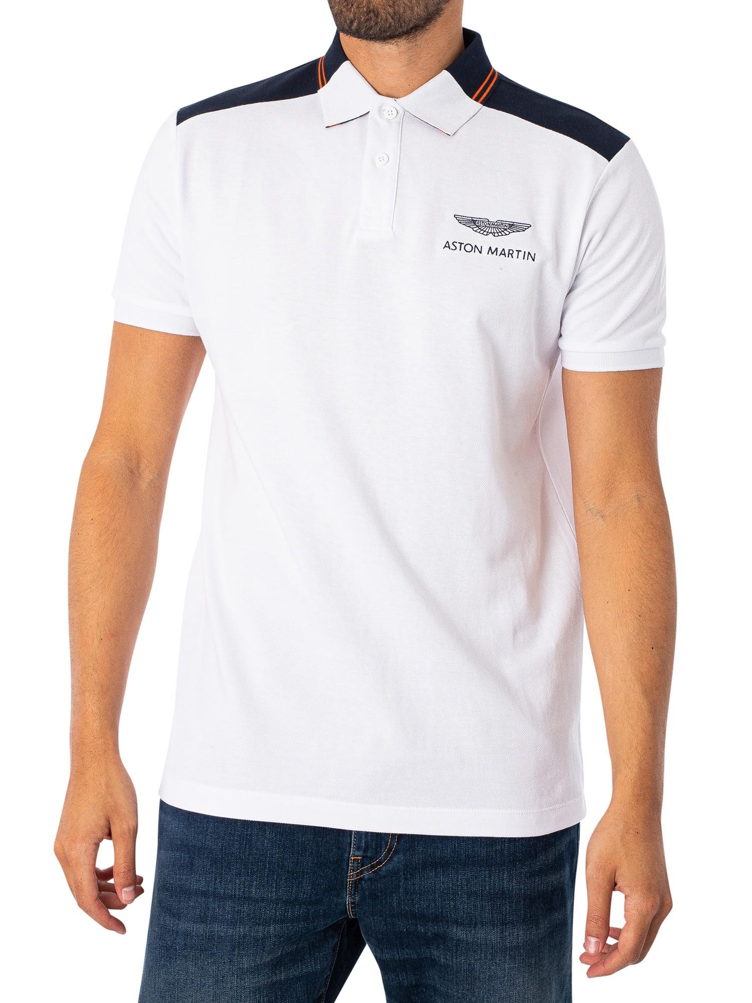 Hackett Aston Martin Racing Colour Block Polo Shirt in White for Men | Lyst
