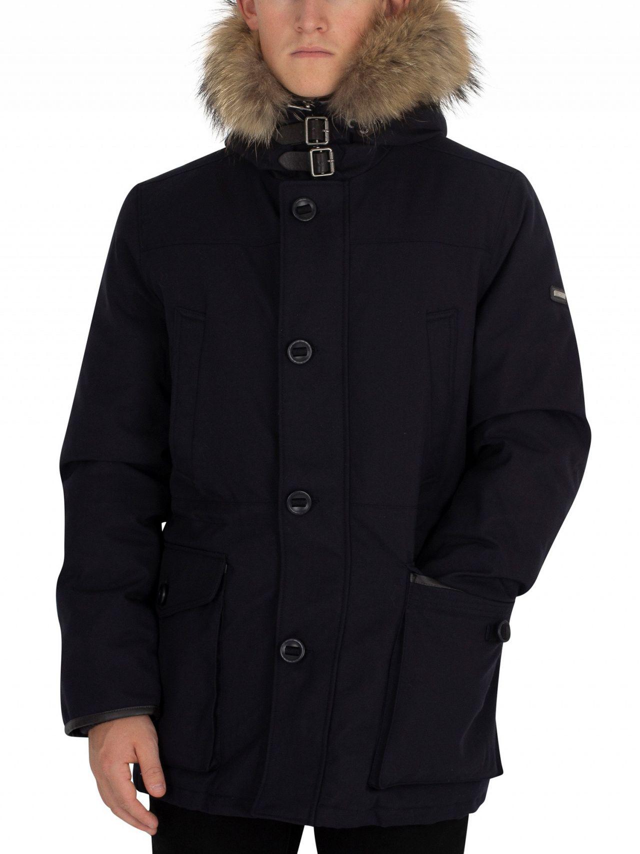Hackett Fur Navy Arctic Parka Jacket in Blue for Men - Lyst