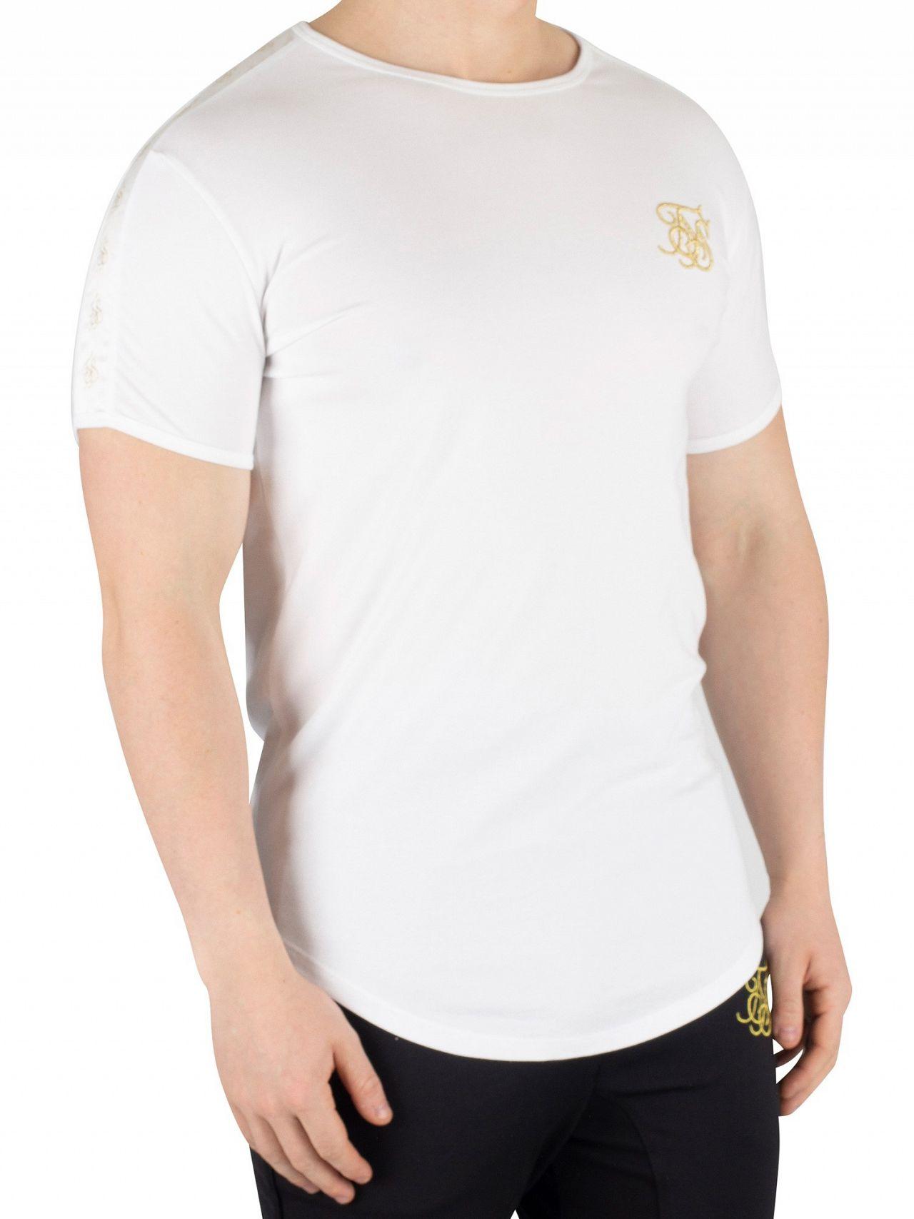 White Sik Silk T-Shirt Lurex Taped Crew Neck