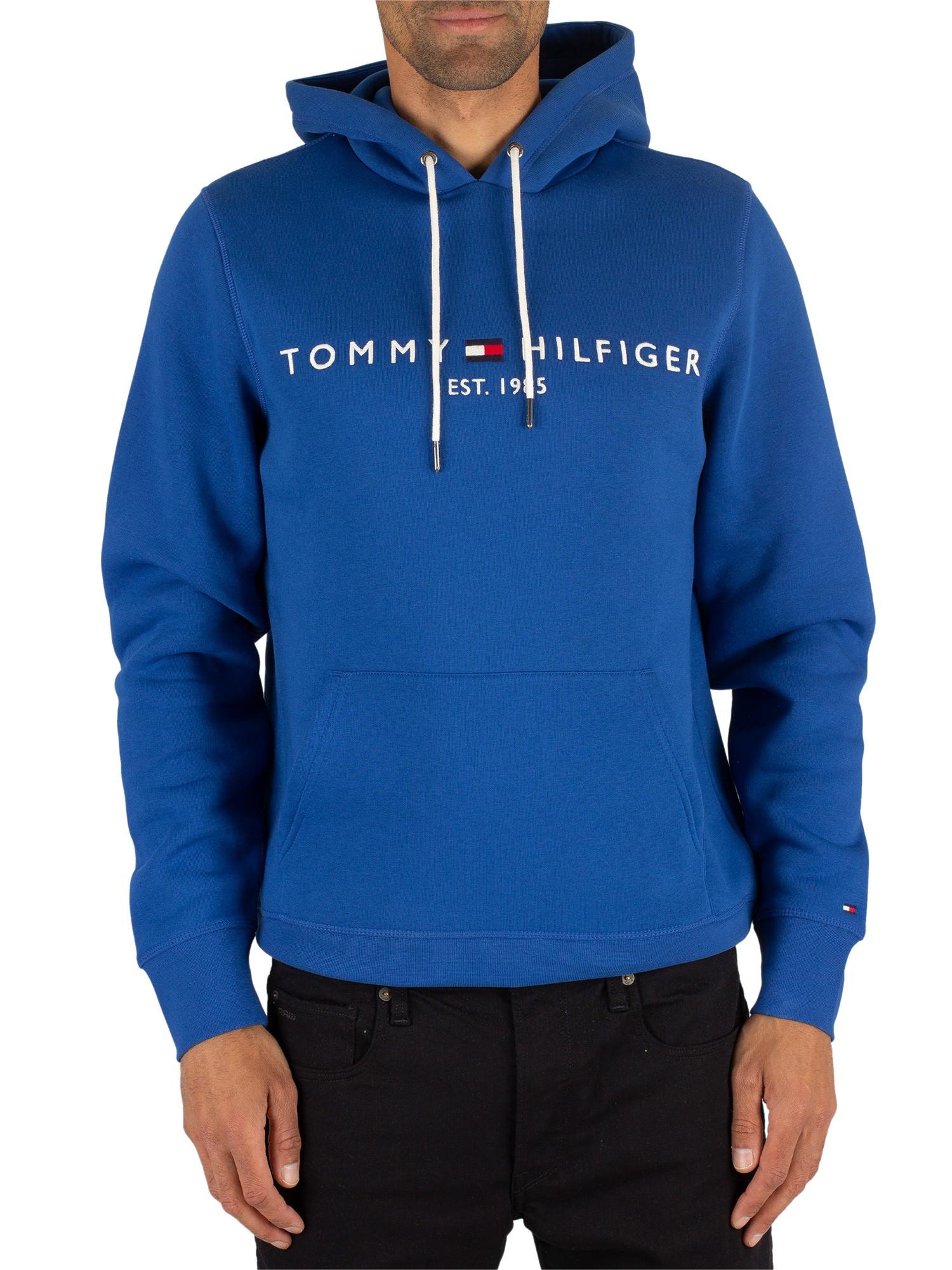 tommy hilfiger logo hoodie blue