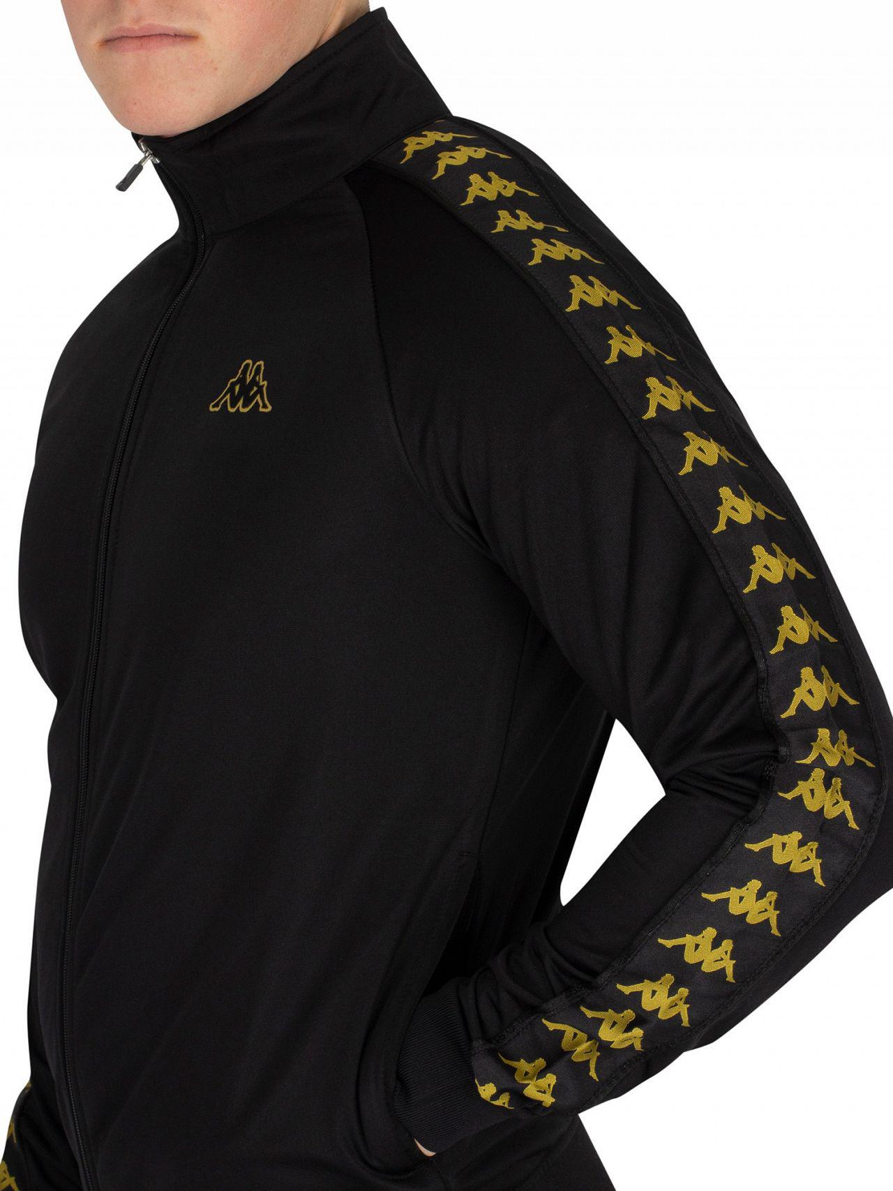 Kappa Black/gold Anniston 222 Banda Slim Fit Track Jacket for Men | Lyst