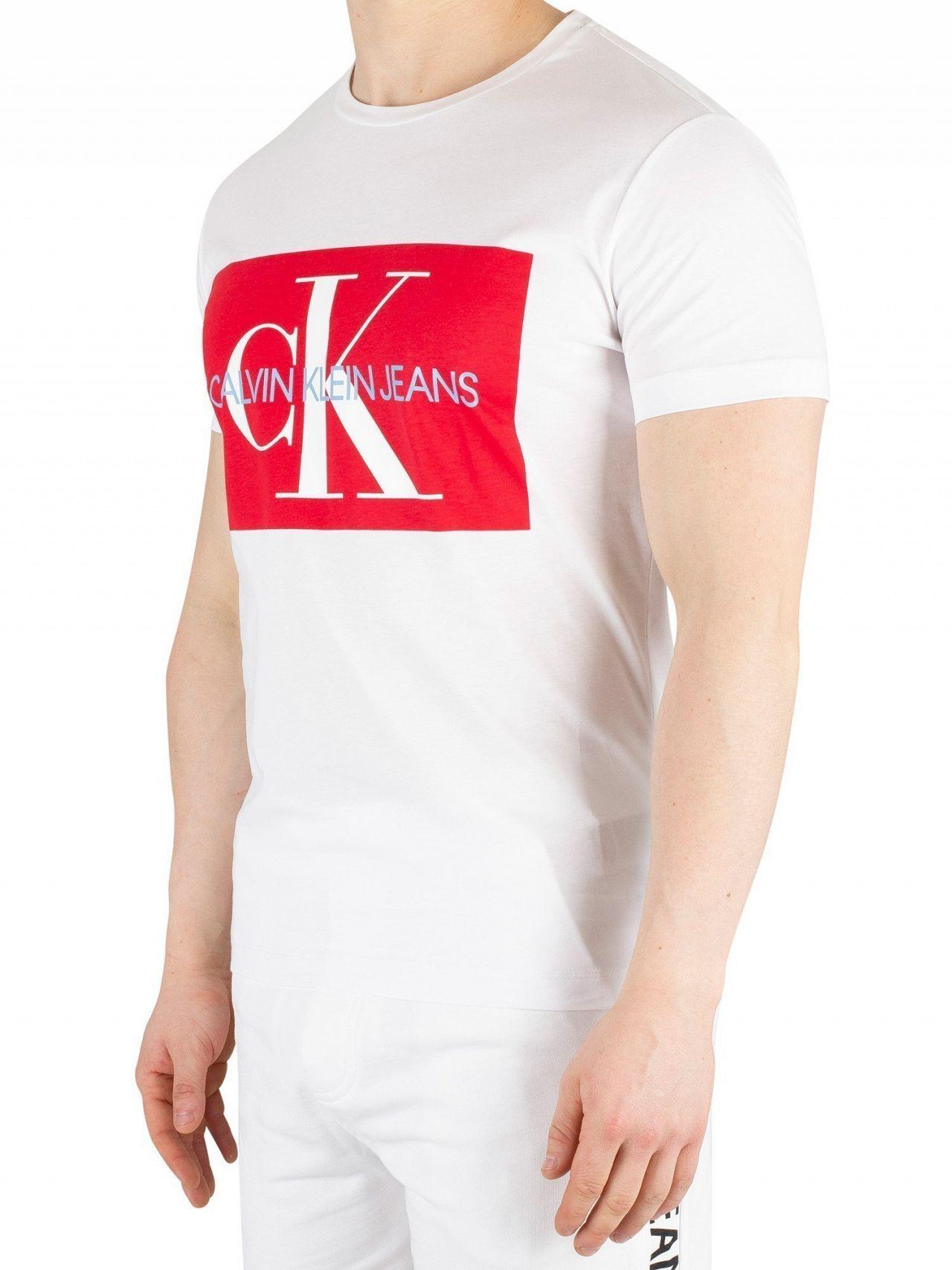 Calvin Klein Denim Jeans Monogram Box Logo T Shirt in White for Men - Lyst