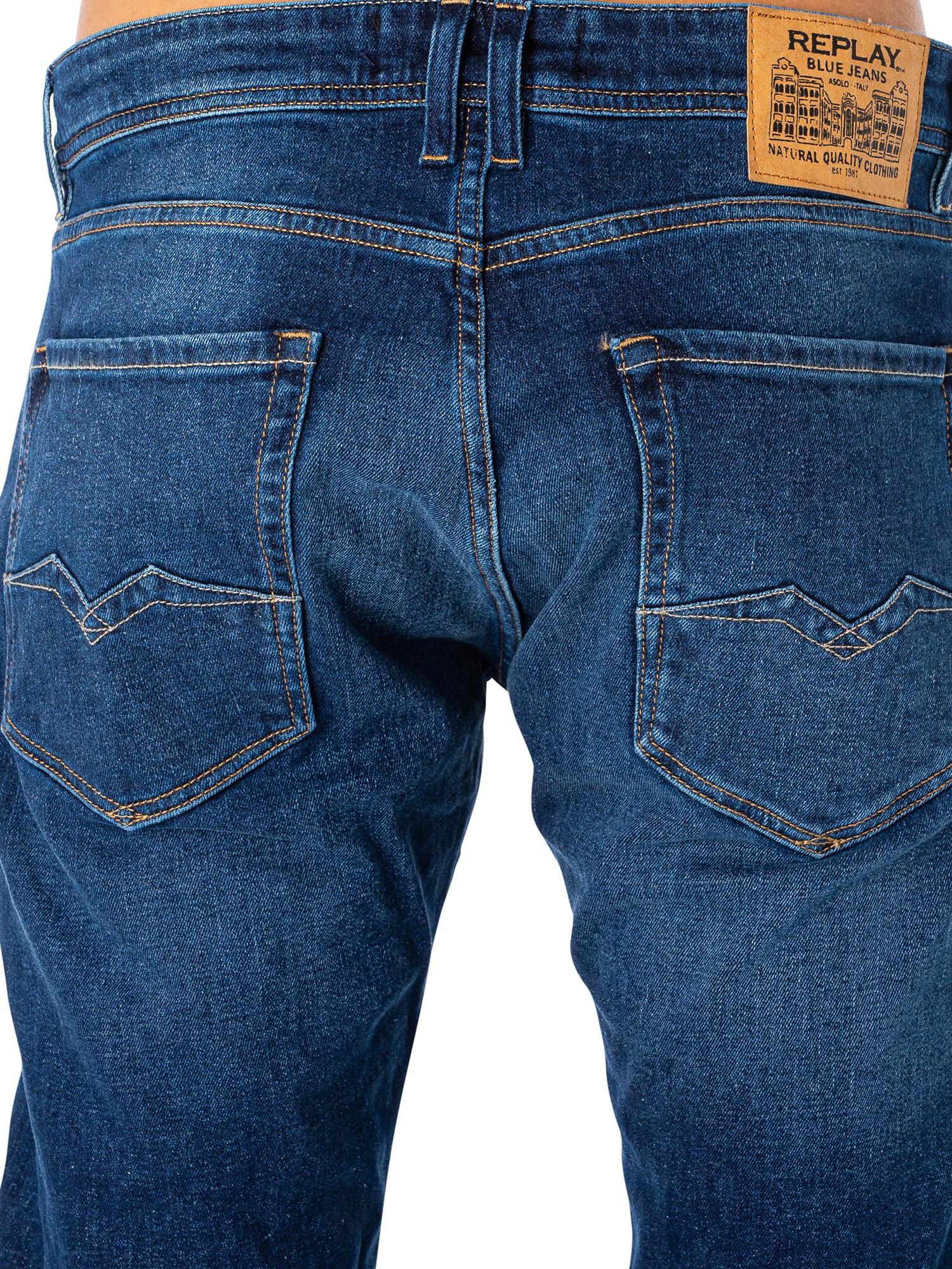 Replay Rocco Powerstretch Denim Jeans in Blue for Men | Lyst