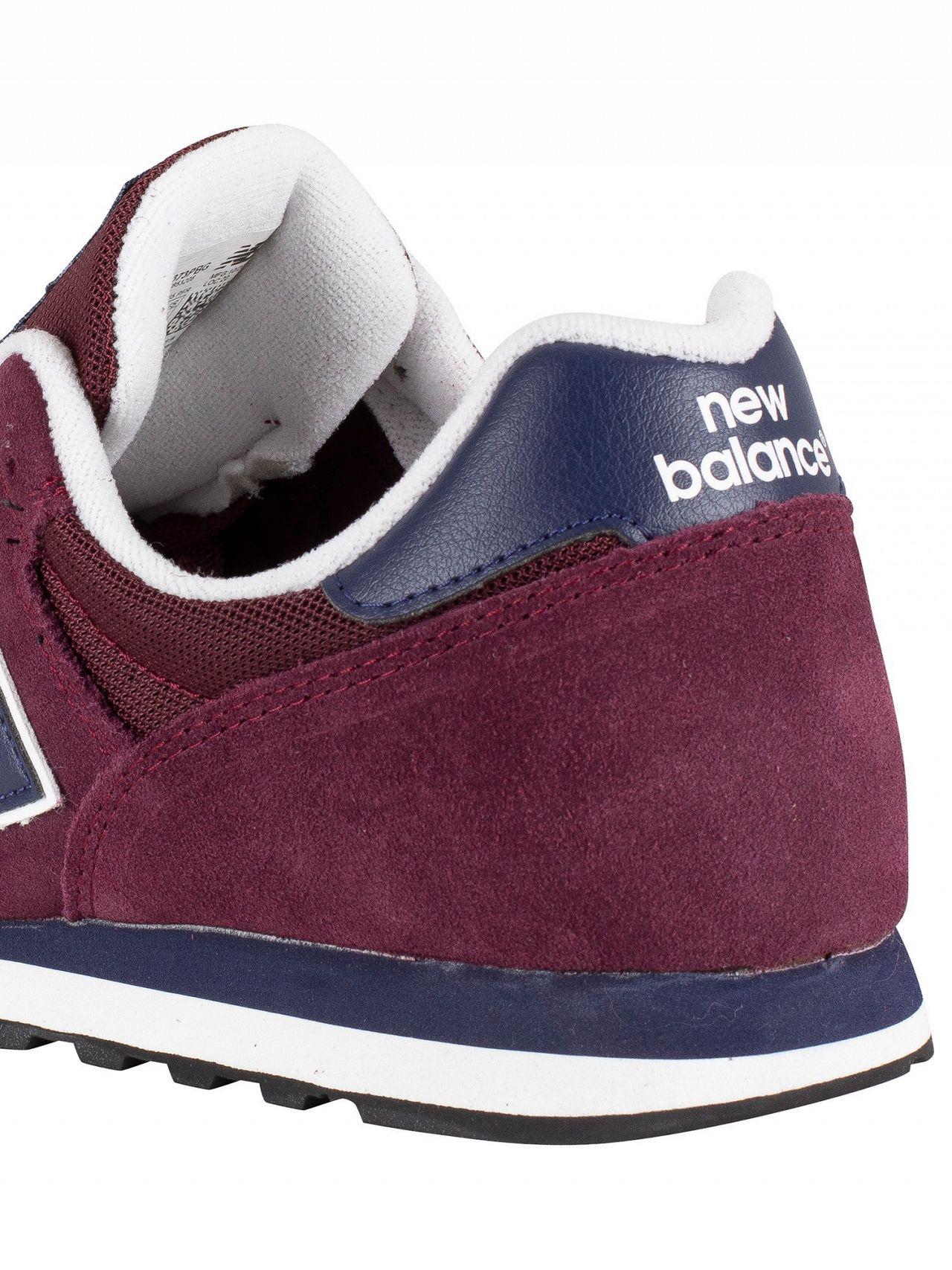 new balance burgundy 373 suede & mesh trainers