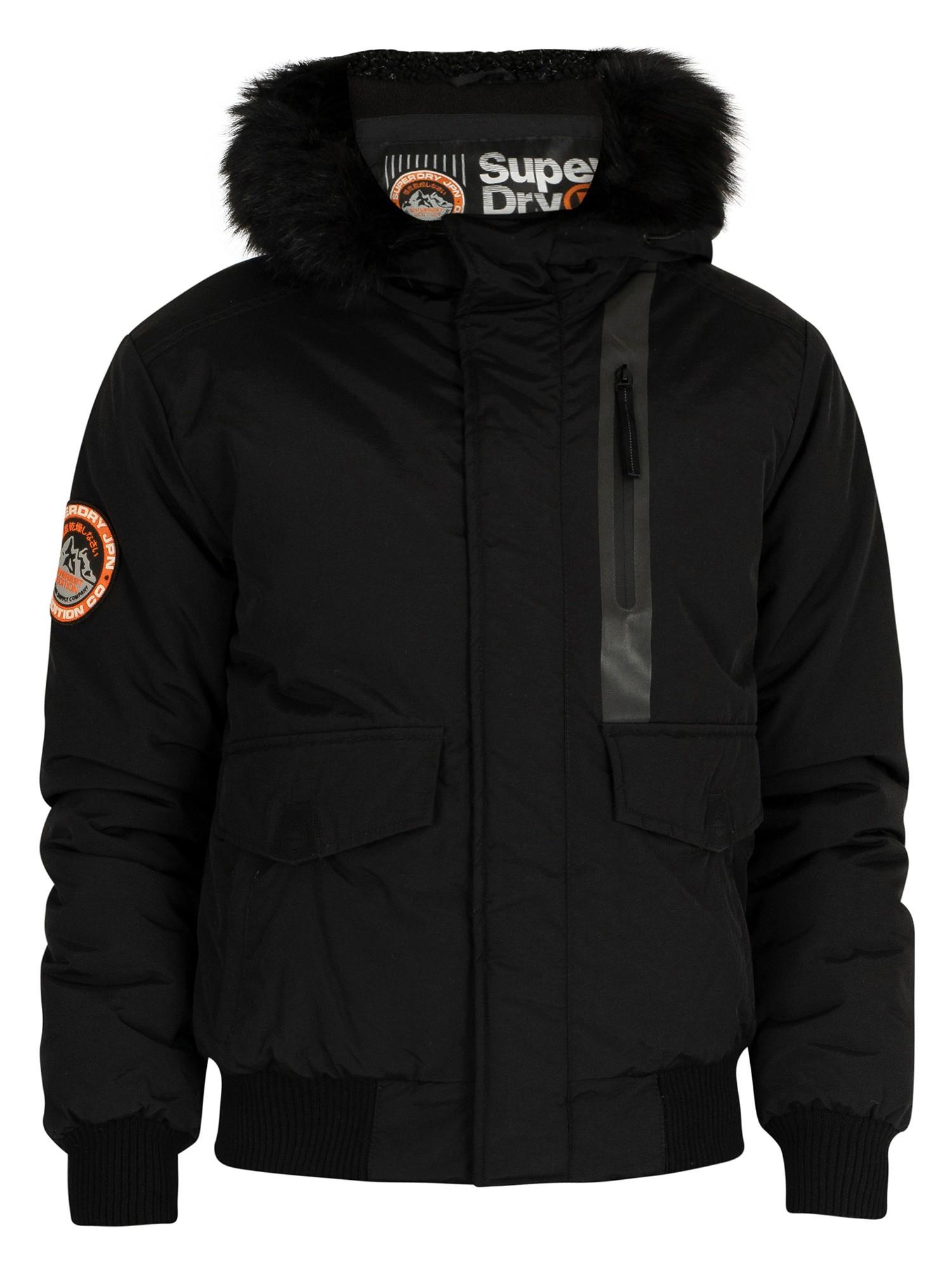 Superdry Fur Everest Bomber Jacket in Black for Men - Lyst