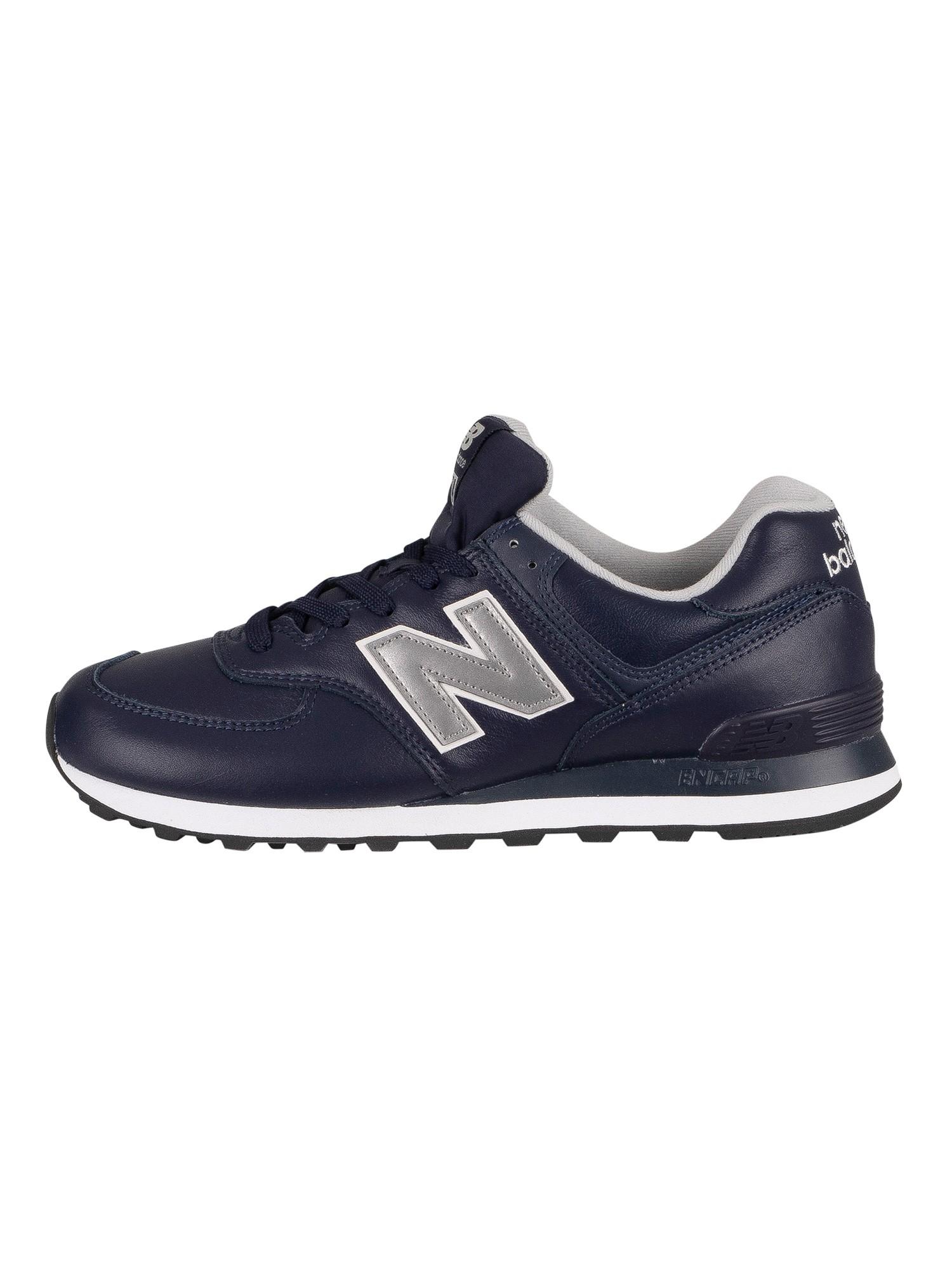 New Balance 574 Leather Trainers in Blue for Men | Lyst