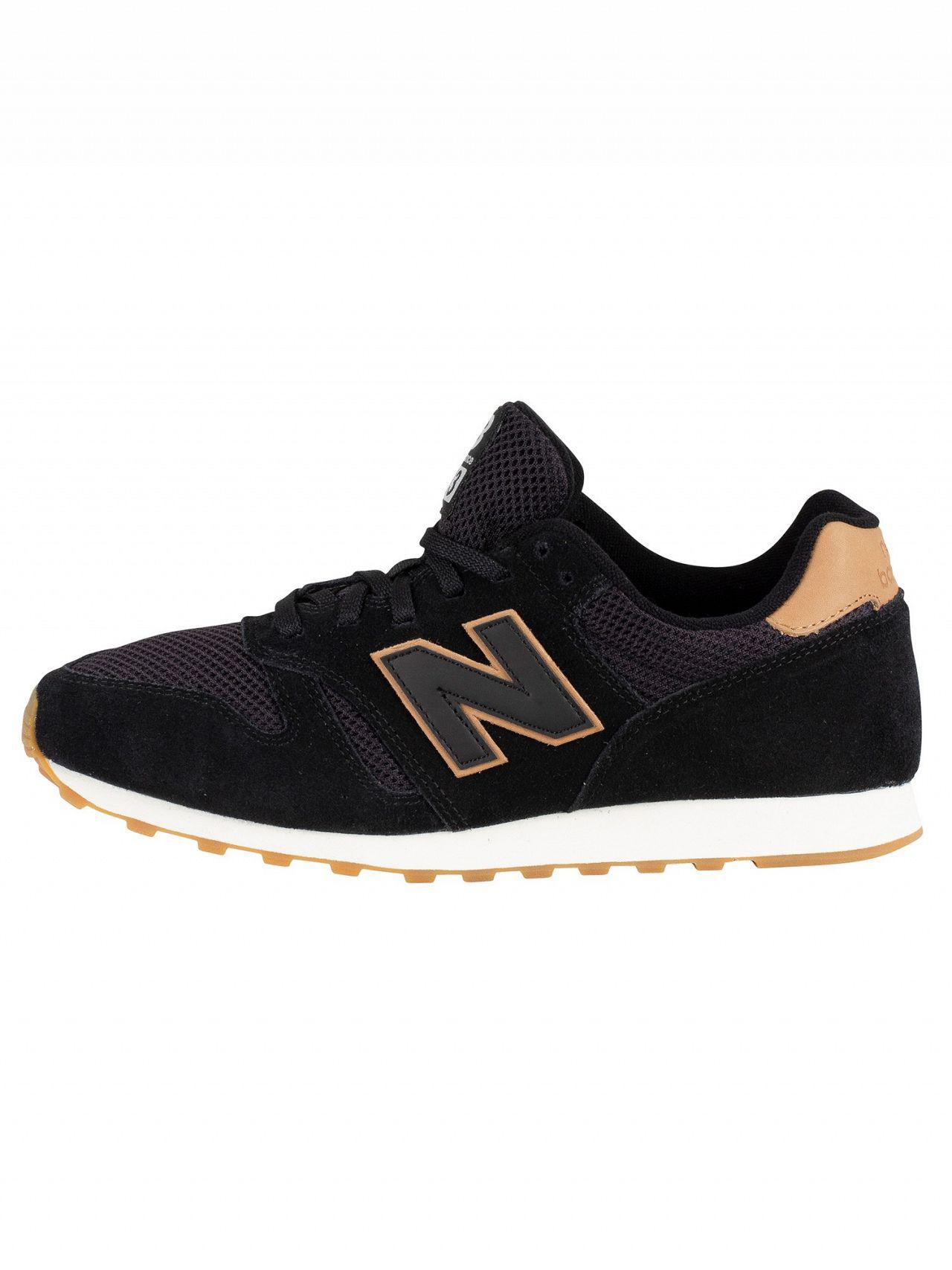 New Balance Black/tan 373 Suede Trainers for Men | Lyst