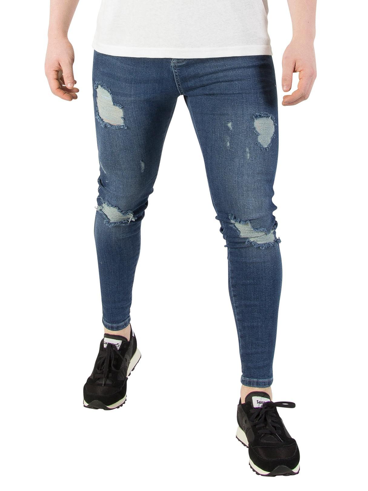SIKSILK Midstone Skinny Distressed Denim Jeans in Blue for Men | Lyst  Australia