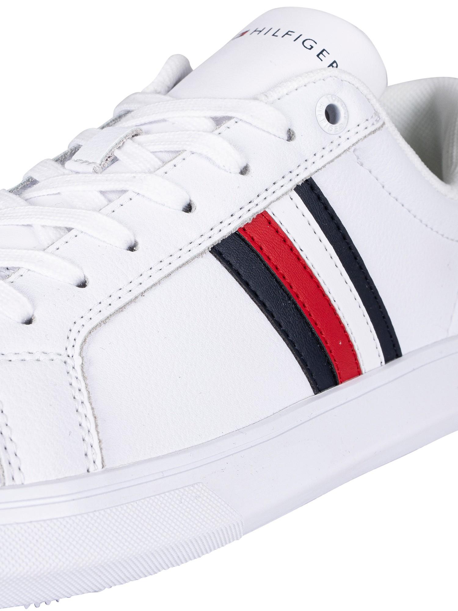 Tommy Hilfiger Corporate Cup Leather Stripes Trainers in White for Men |  Lyst