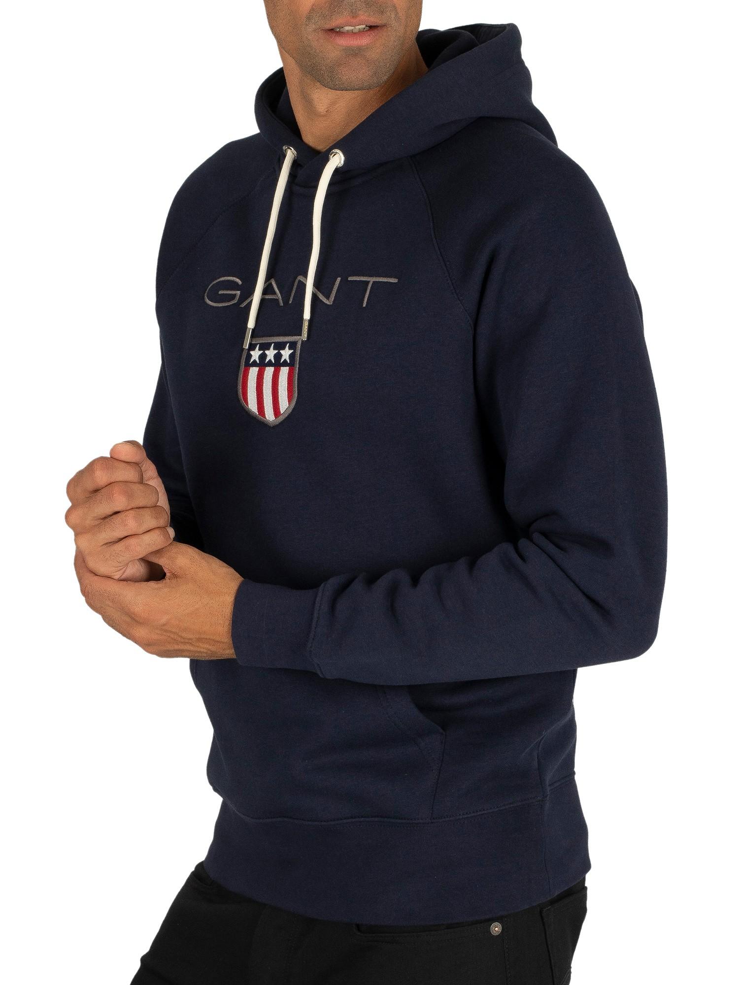 GANT Cotton Shield Hoodie in Blue for Men - Save 27% | Lyst