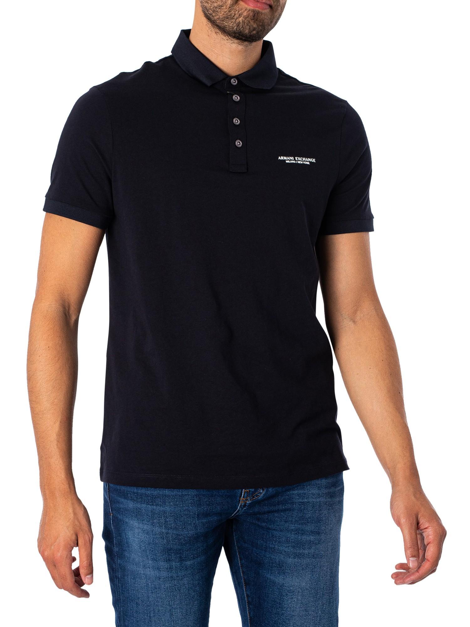 Armani Exchange Chest Logo Polo Shirt in Black for Men | Lyst