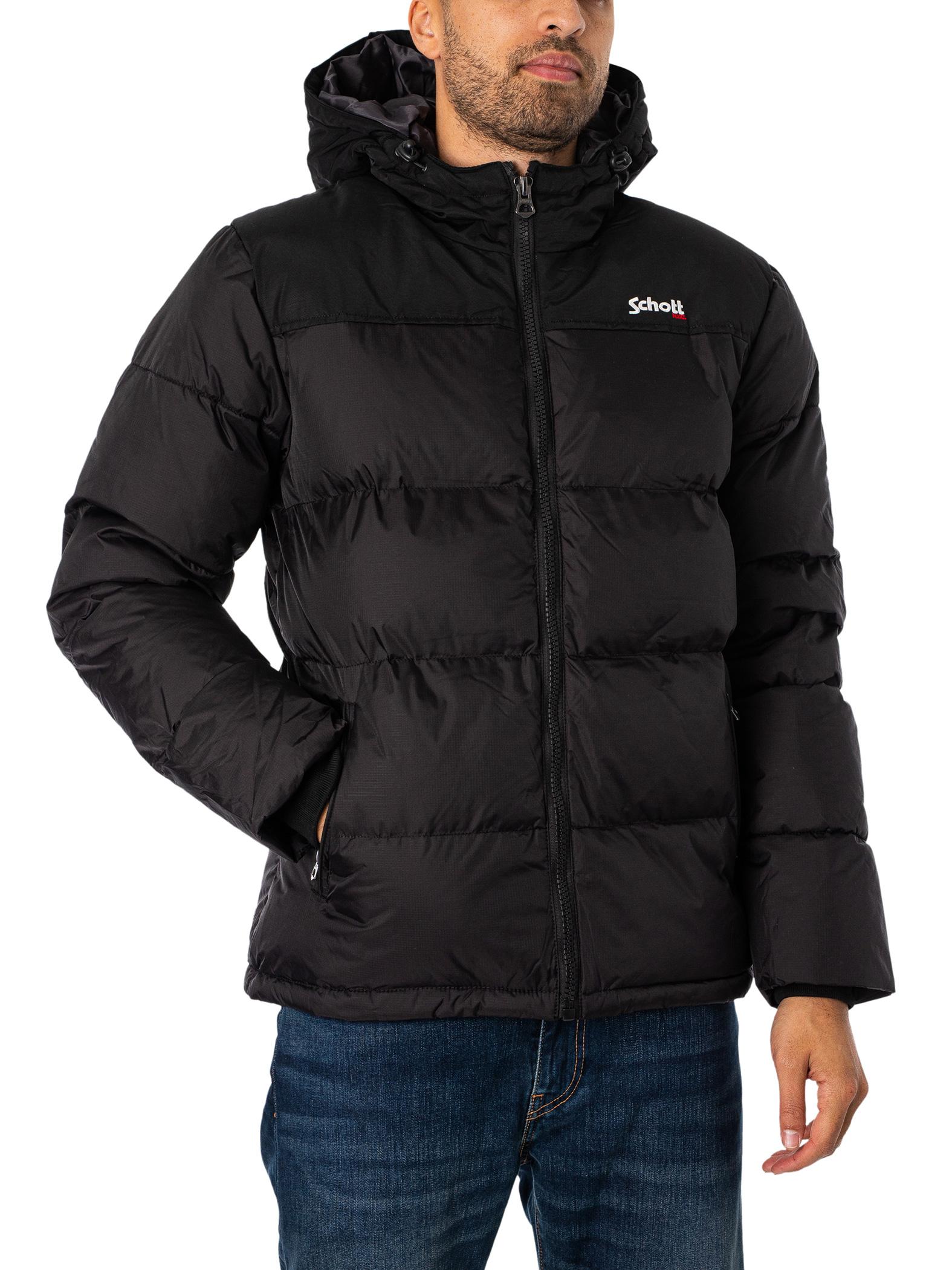 Schott Nyc Utah Puffer Jacket in Black for Men | Lyst