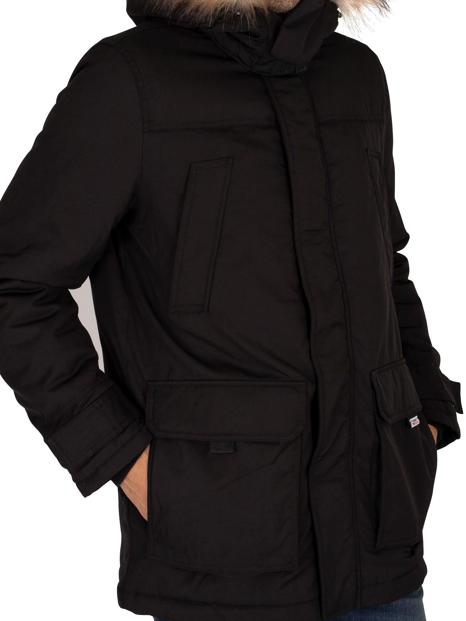 billig kort levering Tommy Hilfiger Tech Parka Jacket in Black for Men | Lyst
