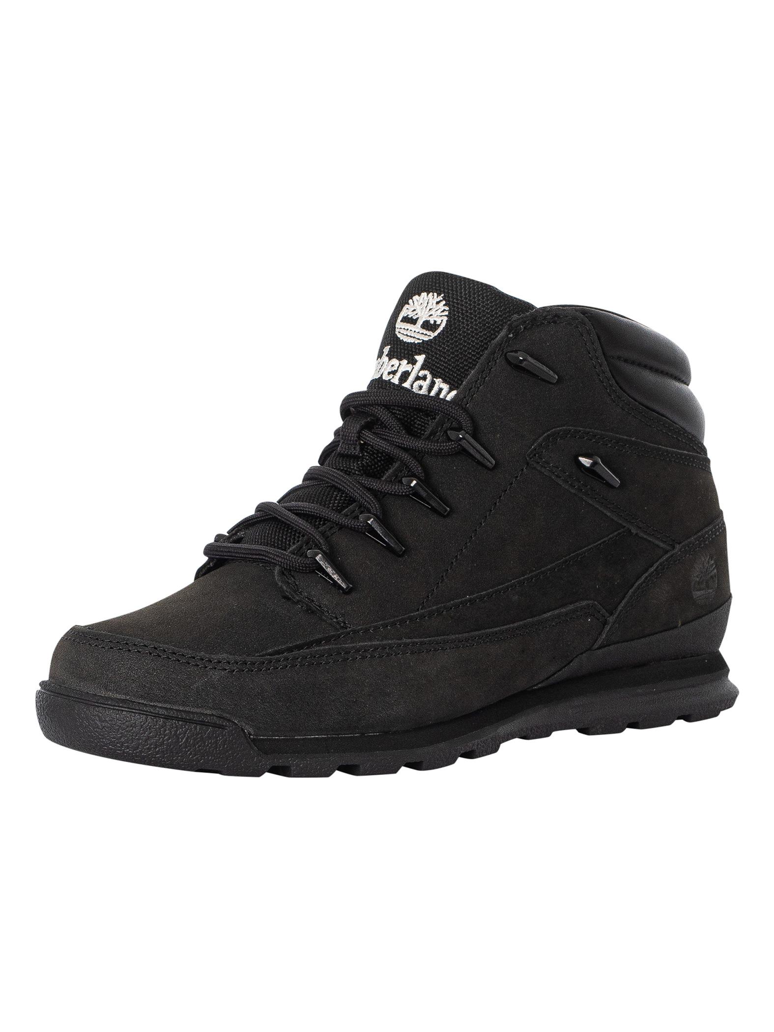 Timberland Euro Rock Mid Hiker Leather Boots in Black for Men | Lyst