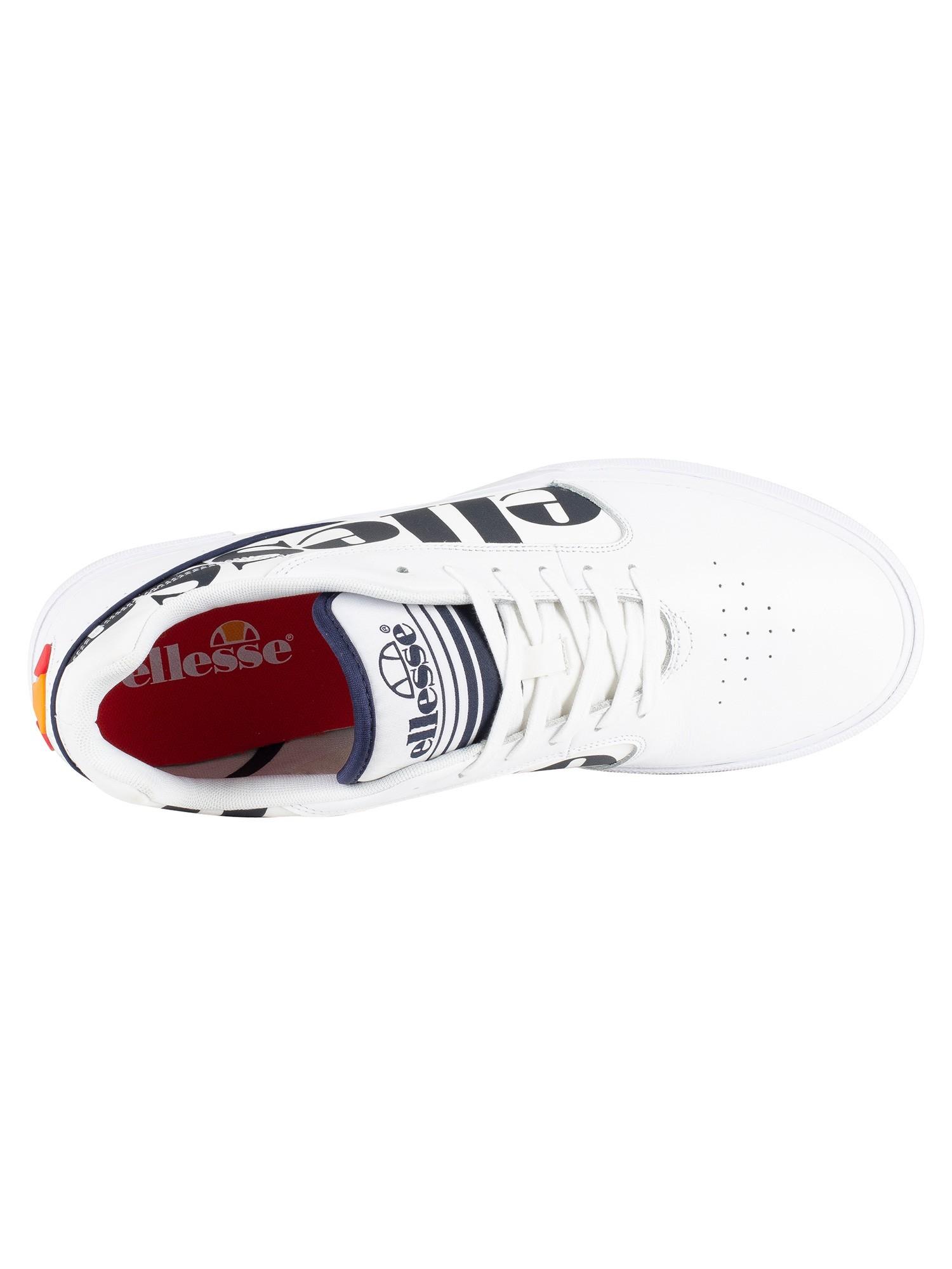 Ellesse Ostuni Leather Trainers in White/Navy (White) for Men - Lyst