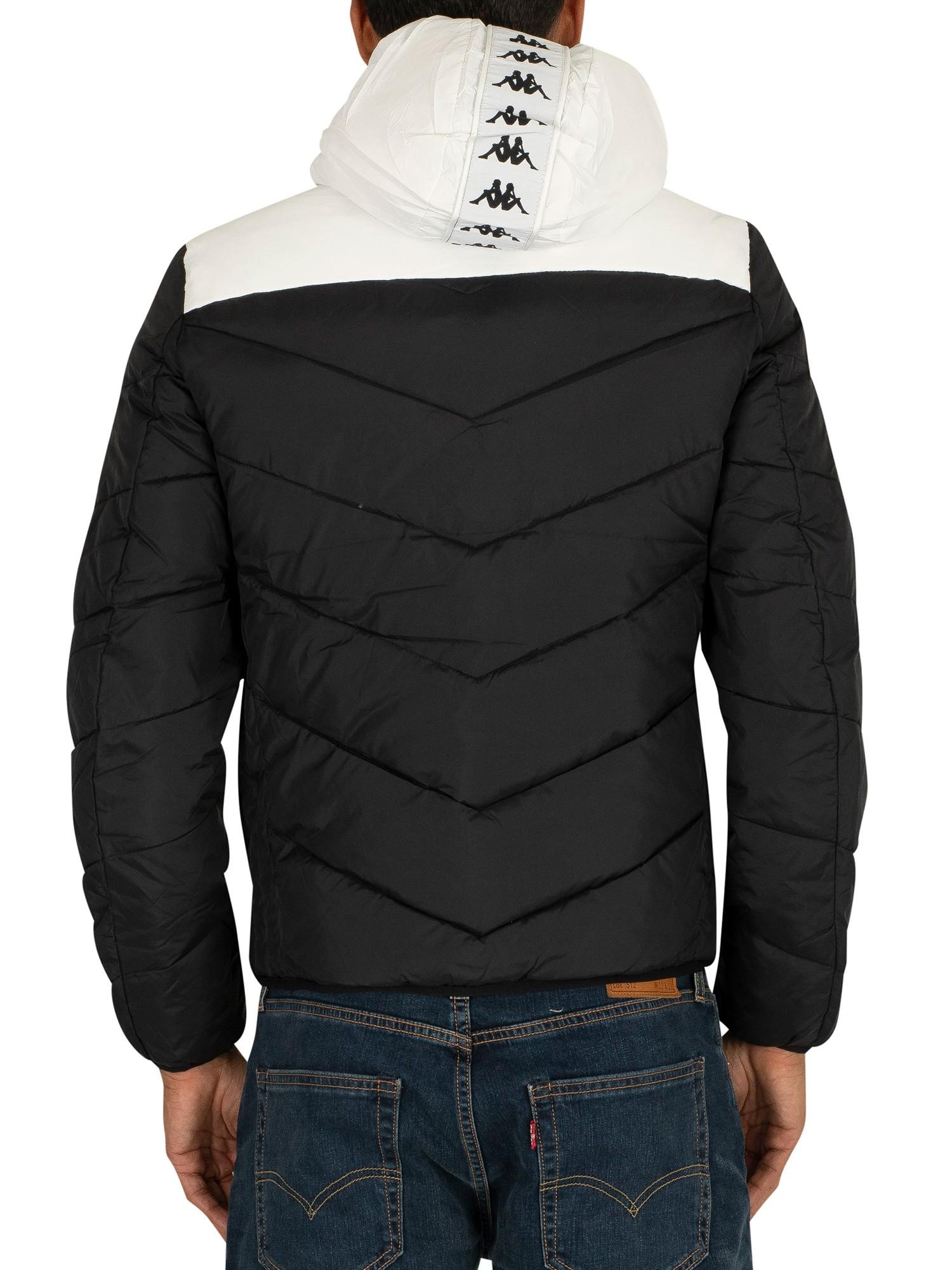 Kappa 222 Banda Amarit Puffer Jacket in Black/White (Black) for Men | Lyst