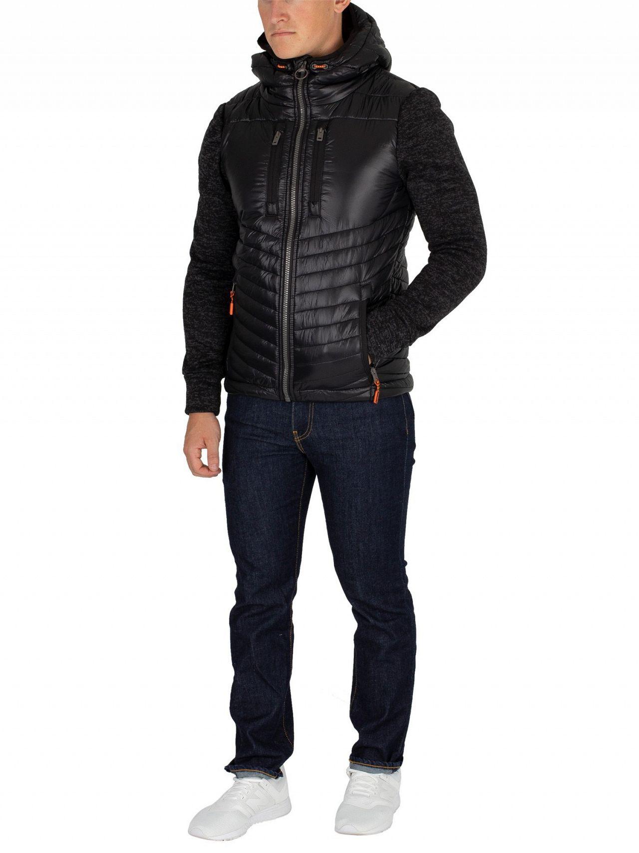 Superdry Storm Hybrid Zip Hoodie Black Granite Marl Jacket