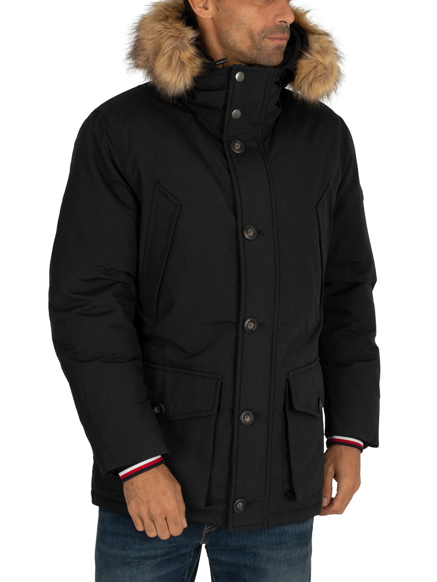 Tommy Hilfiger Fur Hampton Down Parka Jacket in Black for Men - Lyst