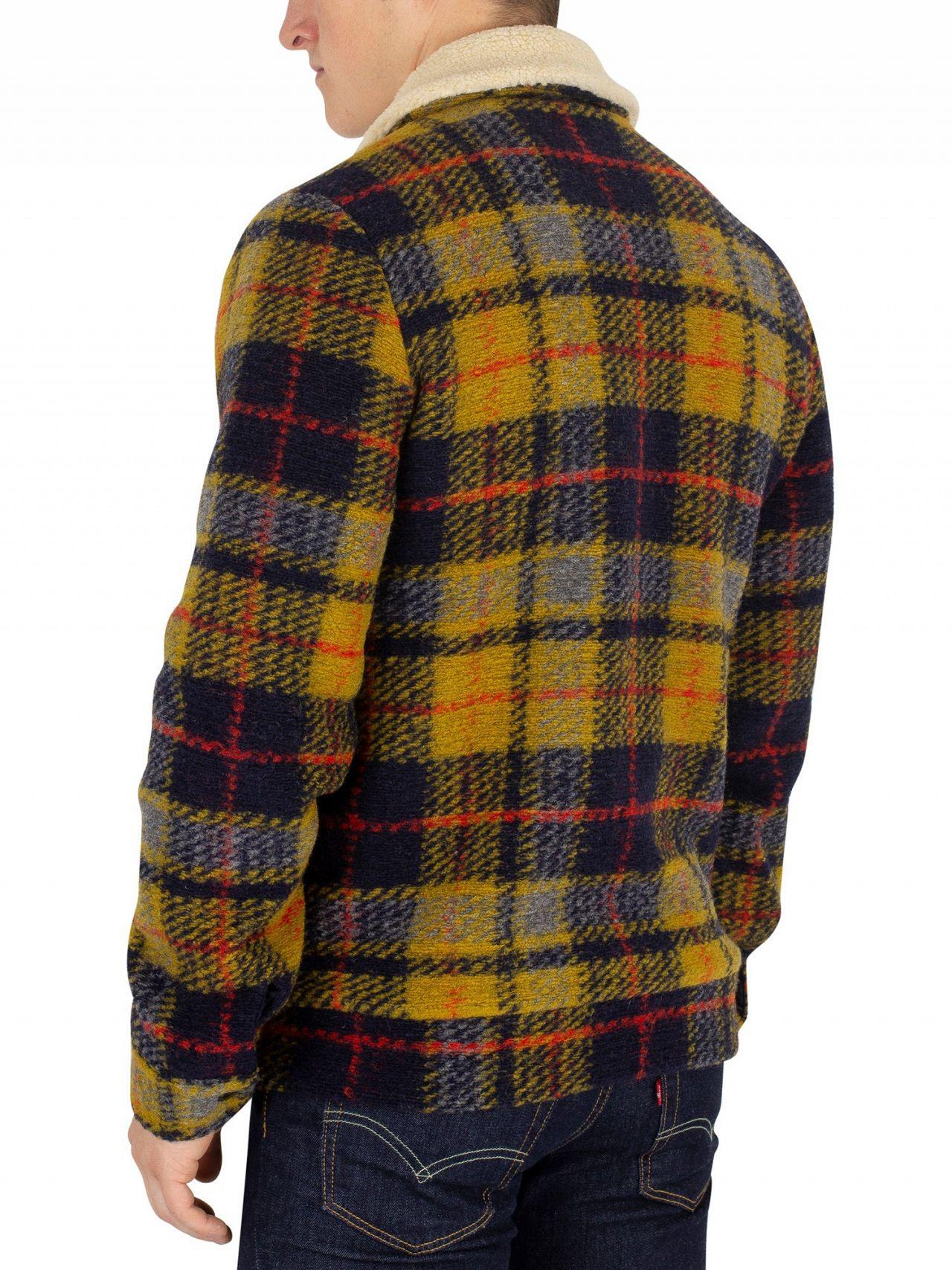Scotch soda plaid faux discount shearling lined wool blend trucker jacket